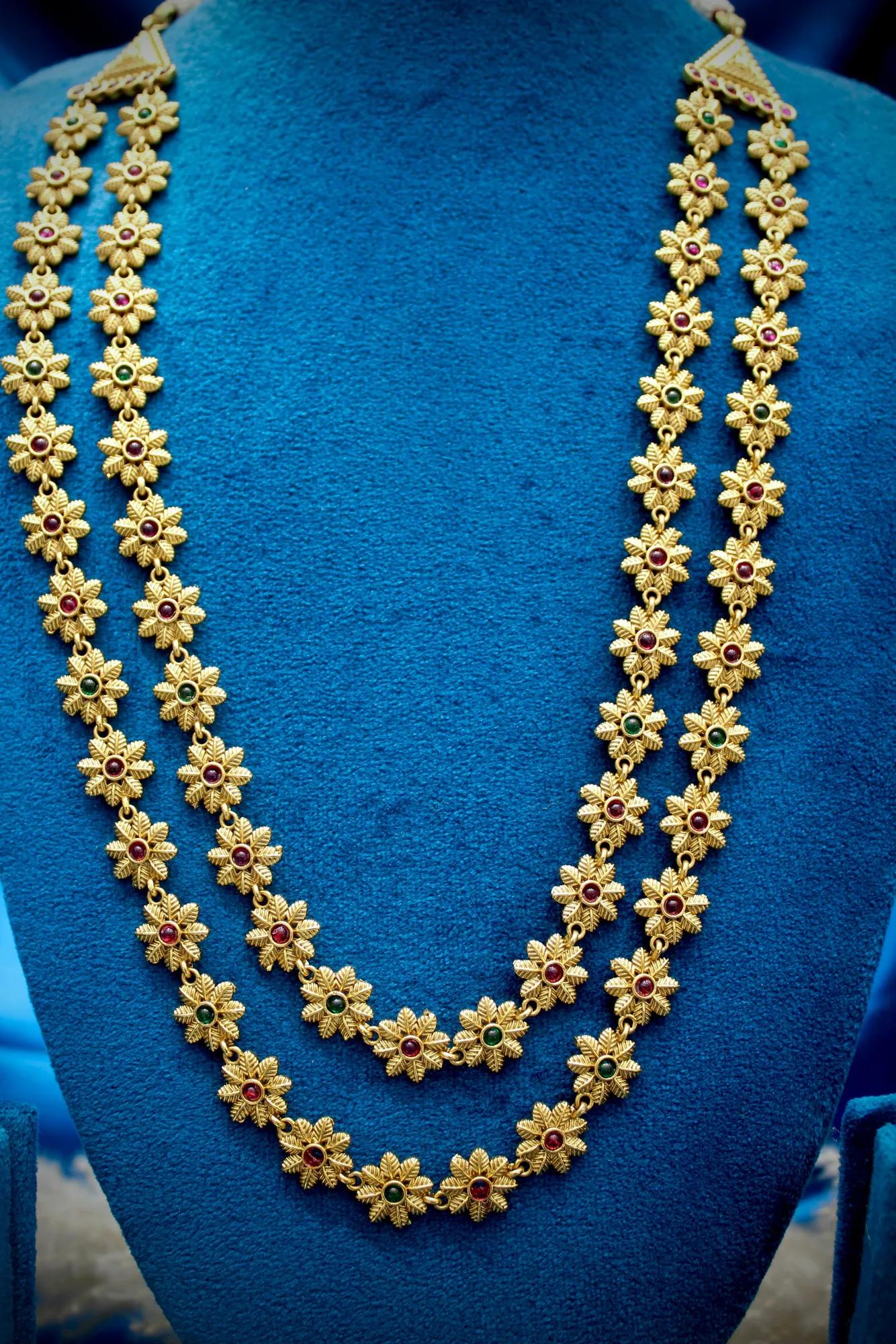 Traditional Floral Gold-Tone Necklace Set — Image 4