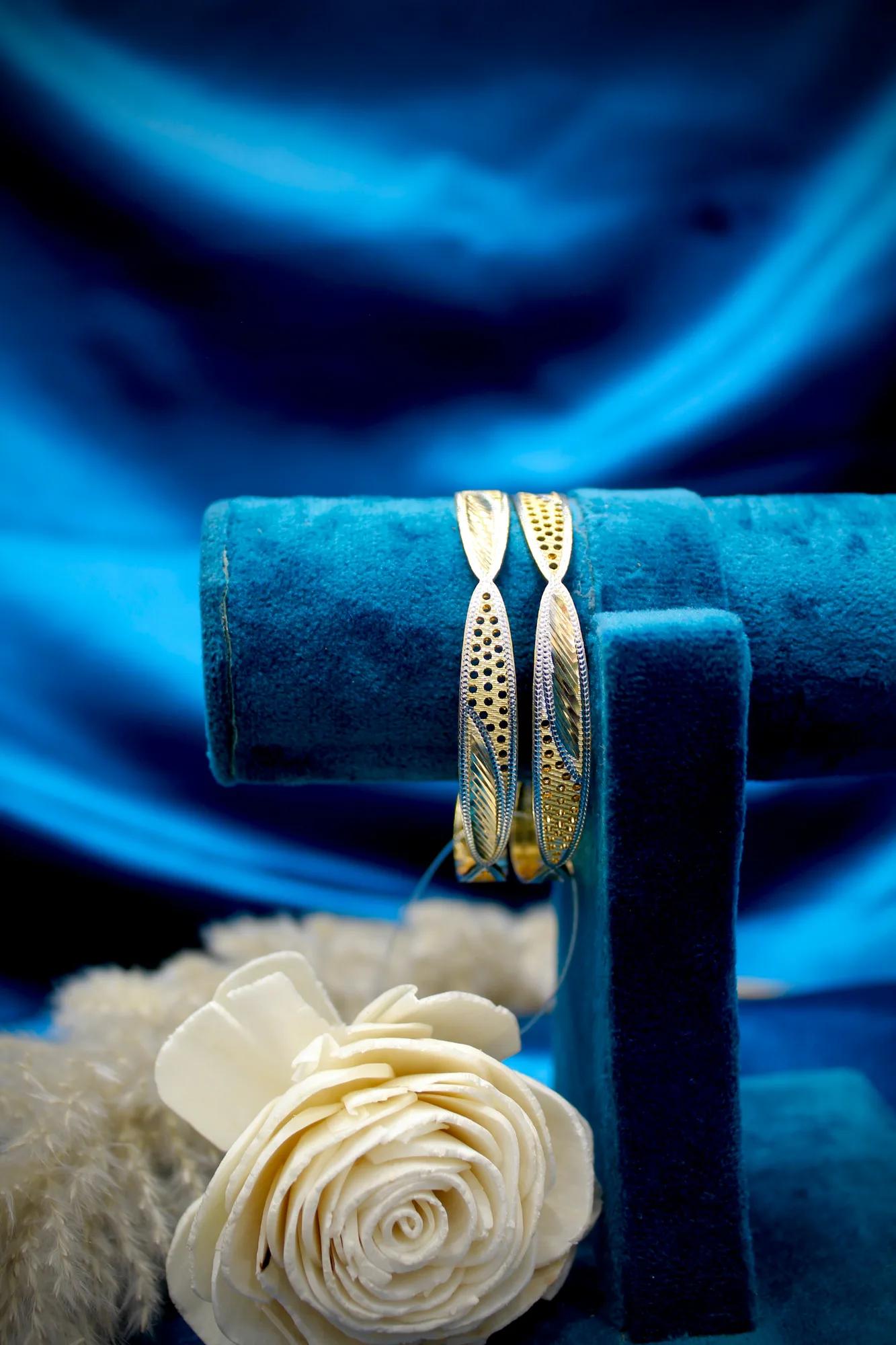 Minimalist Textured Gold Finish Bangles (Set of 3)