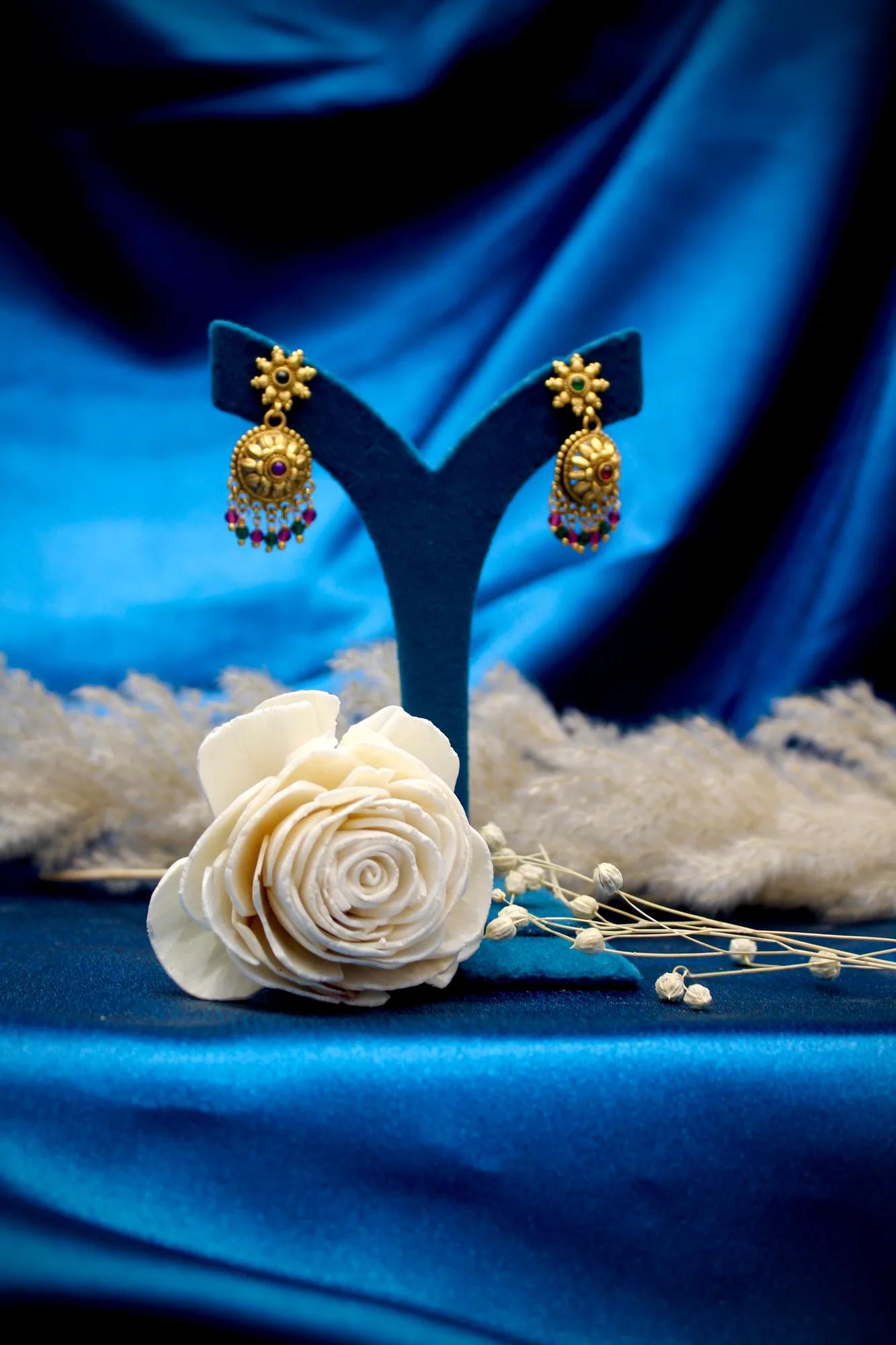 Royal Antique Layered Temple Pendant Necklace Set — Image 5