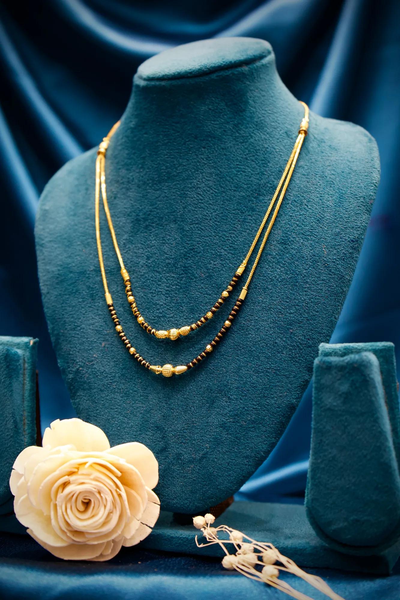 Dual Layer Traditional Gold Bead Mangalsutra — Image 3