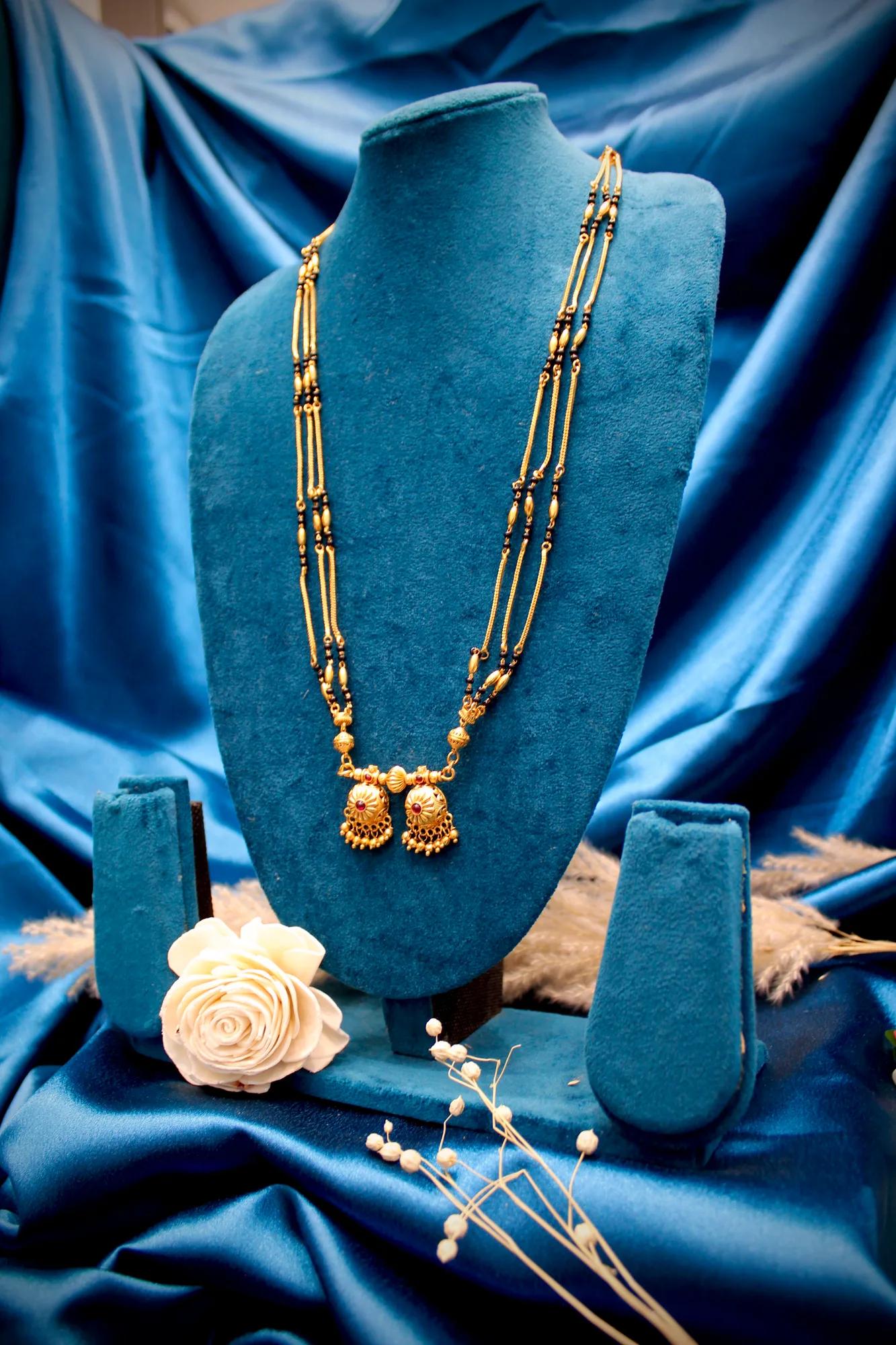 Classic Long Twin Pendant Gold-Tone Mangalsutra — Image 3