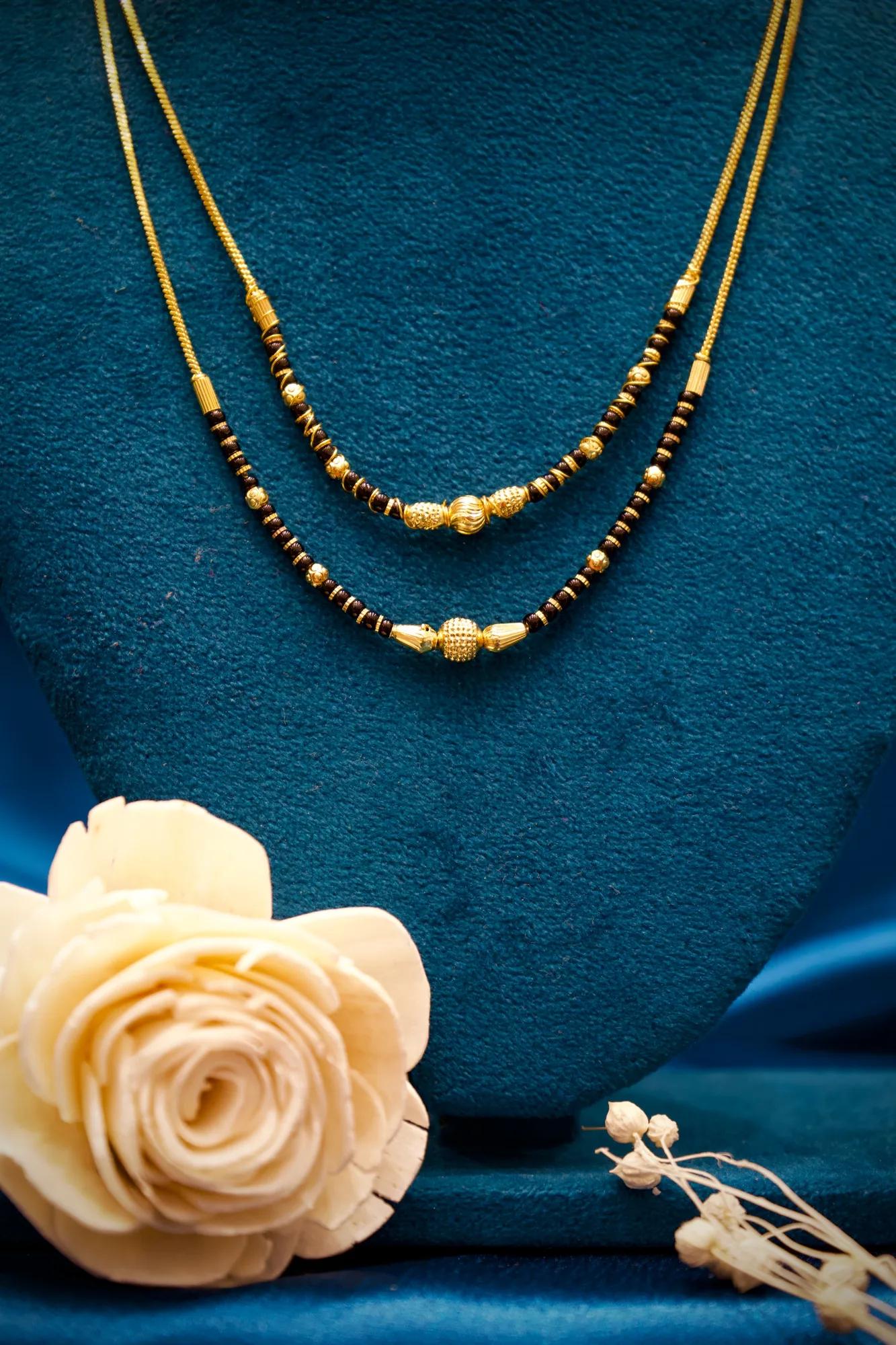Dual Layer Traditional Gold Bead Mangalsutra — Image 4
