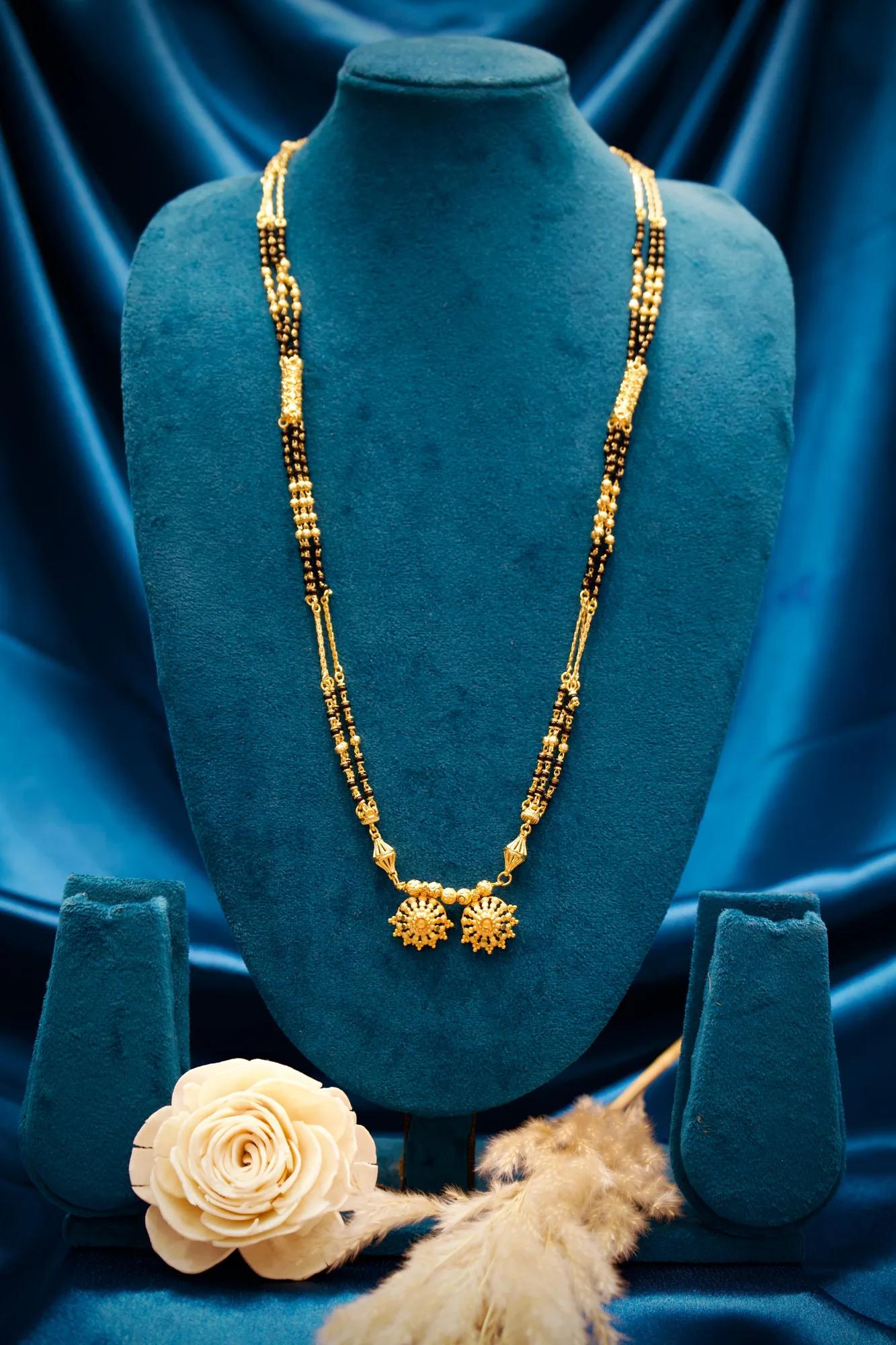 Traditional Twin Motif Black Bead Mangalsutra