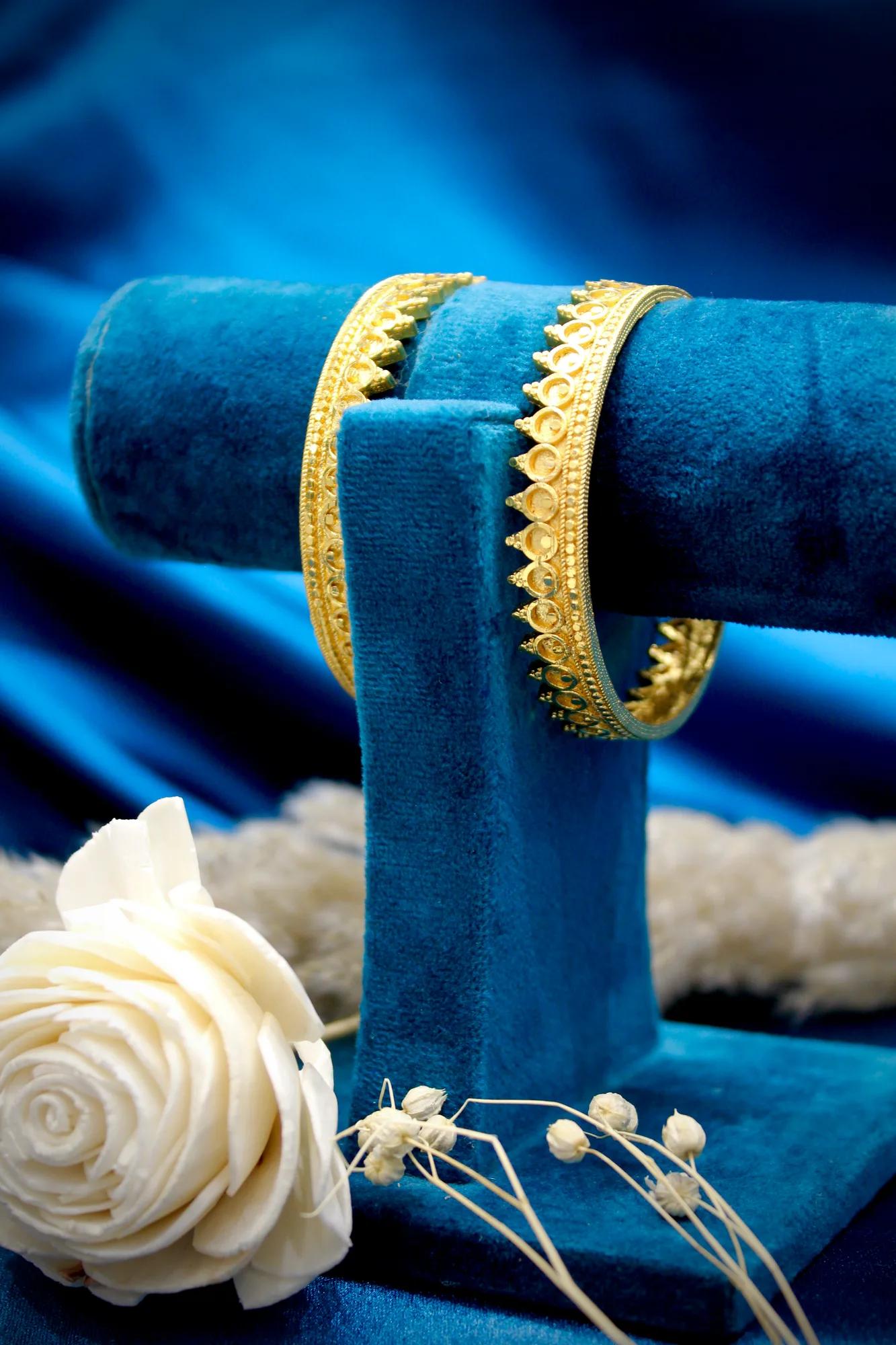 Royal Filigree Gold Finish Bangles (Set of 2)