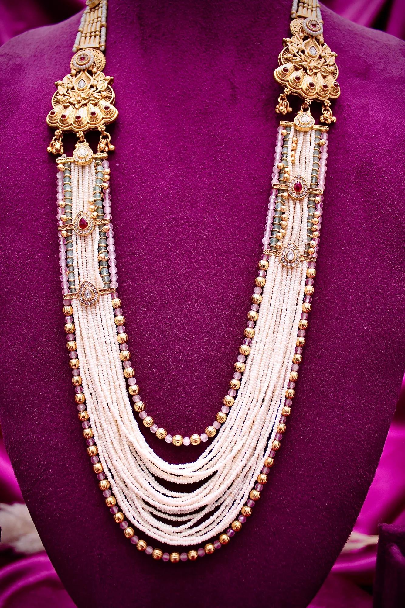 Royal Multi-Layer Pearl Haar Necklace Set — Image 4