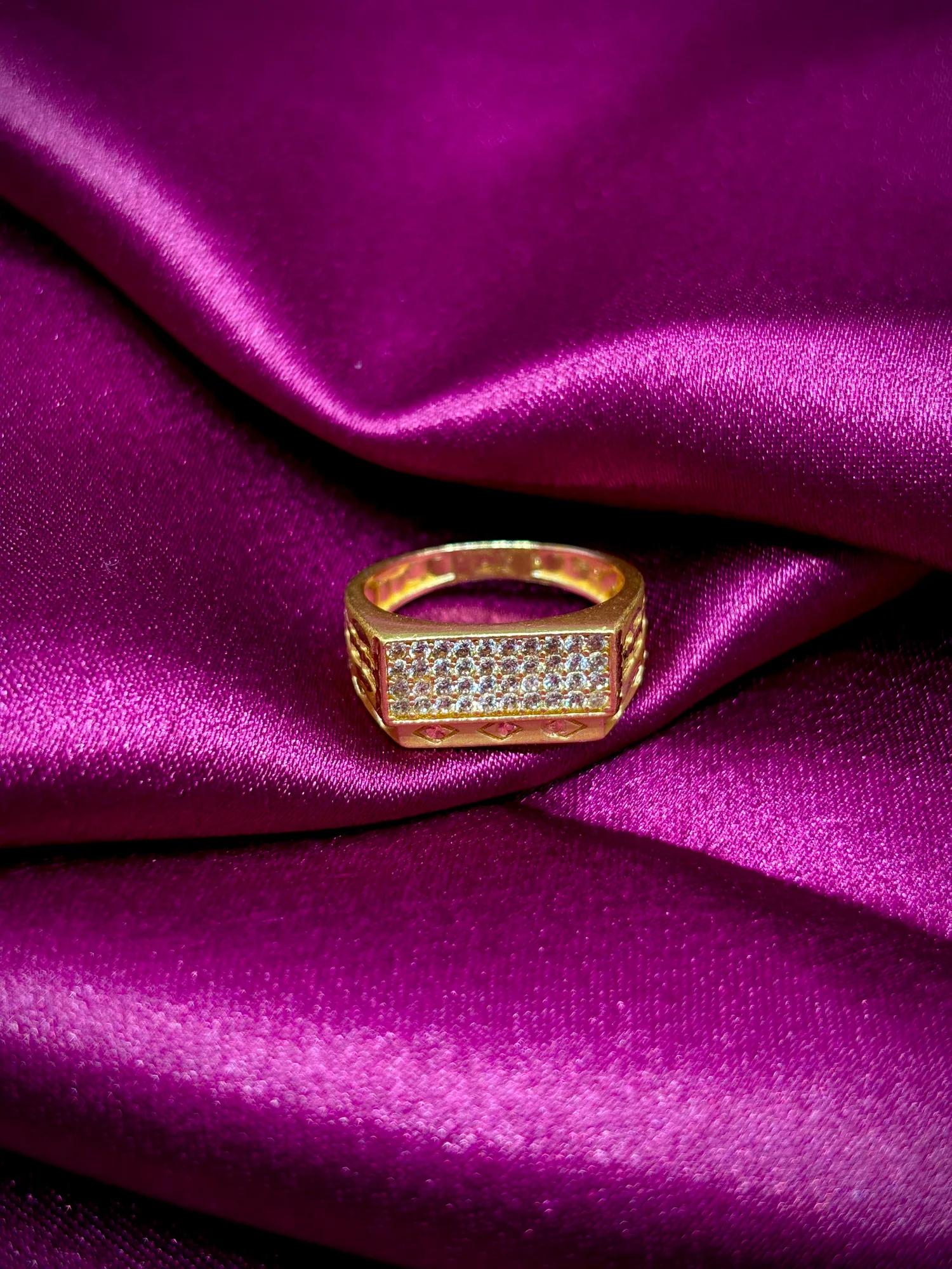 Pave CZ Bar Statement Ring