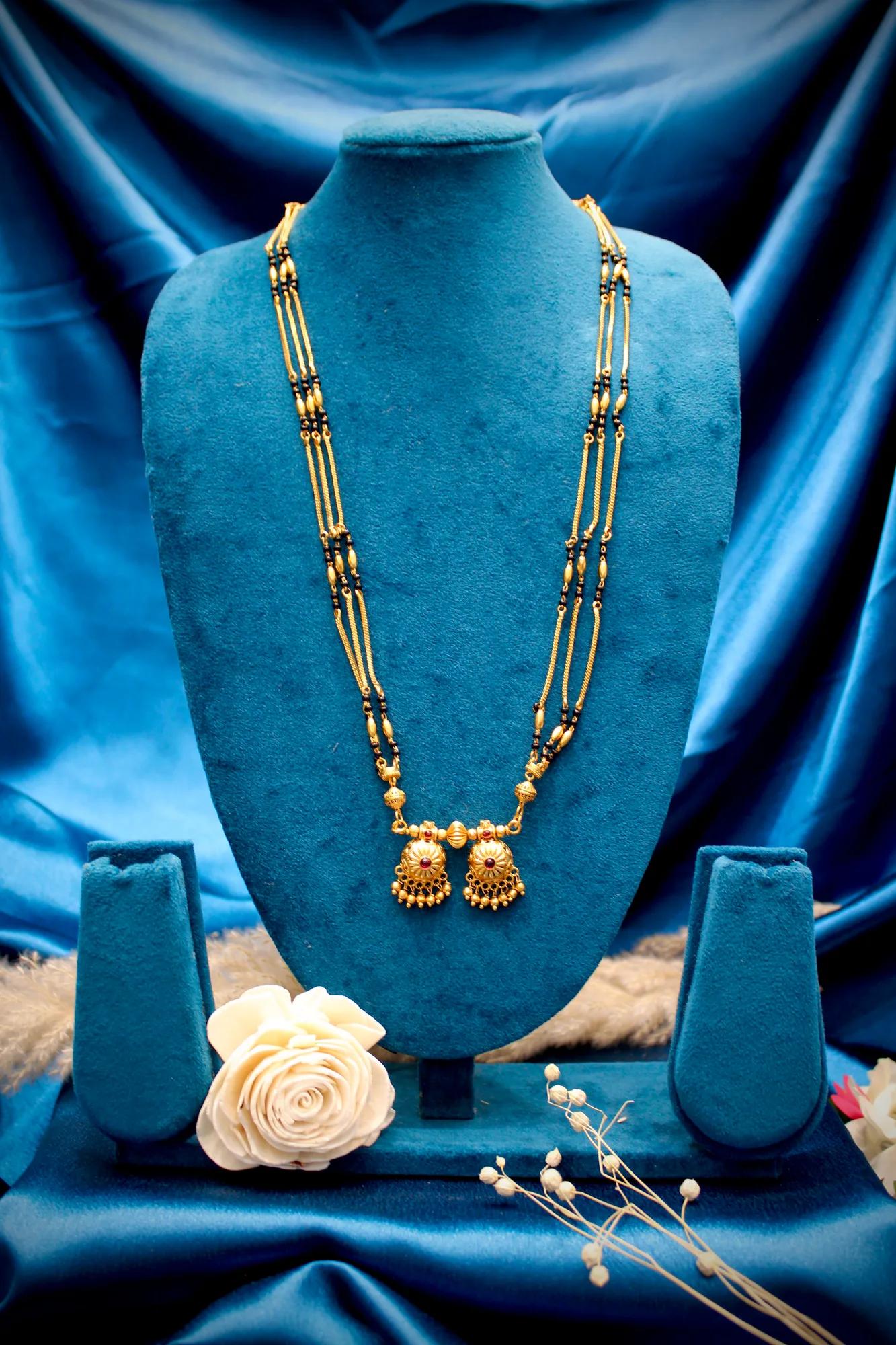 Classic Long Twin Pendant Gold-Tone Mangalsutra