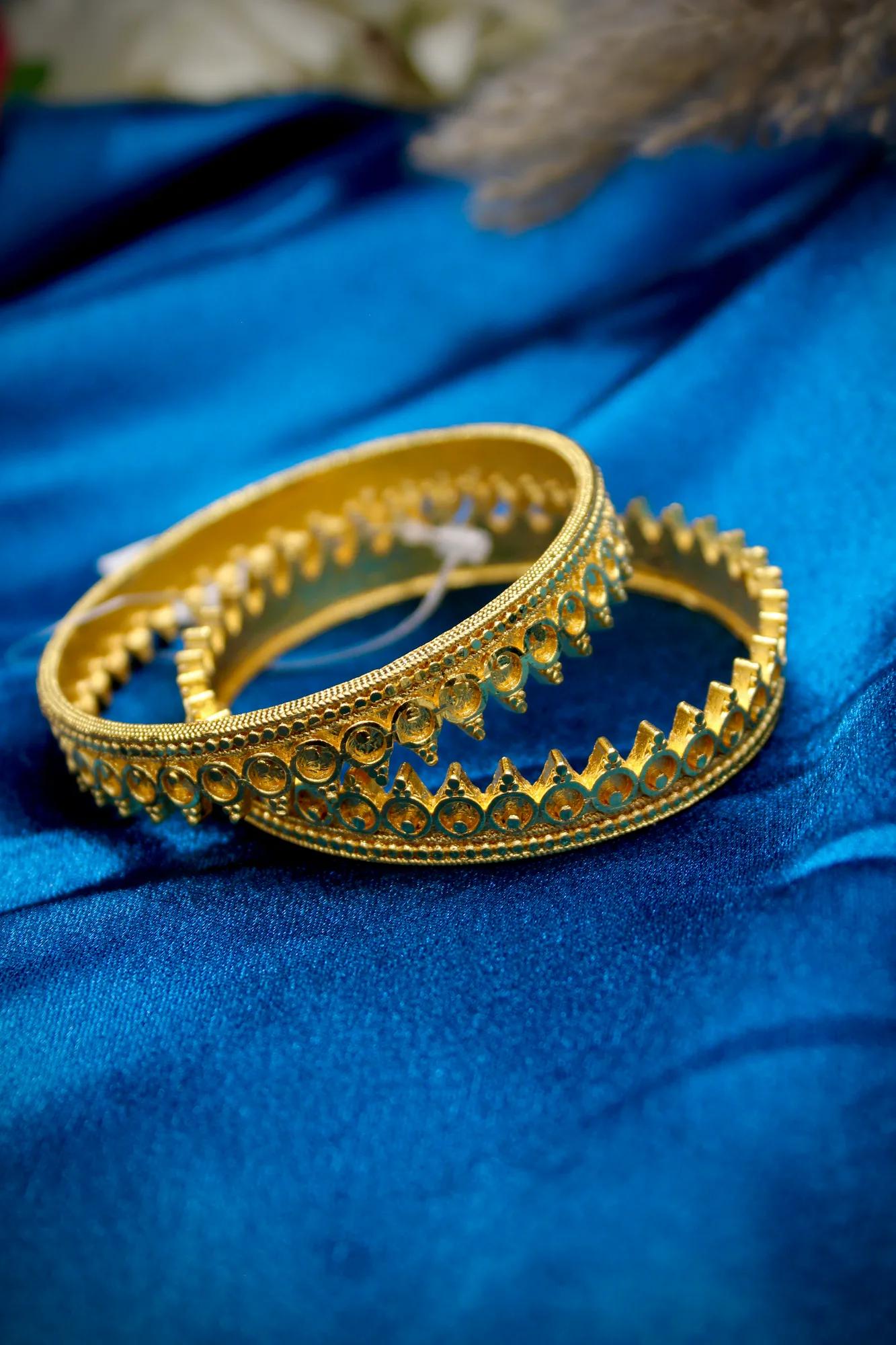 Royal Filigree Gold Finish Bangles (Set of 2) — Image 3