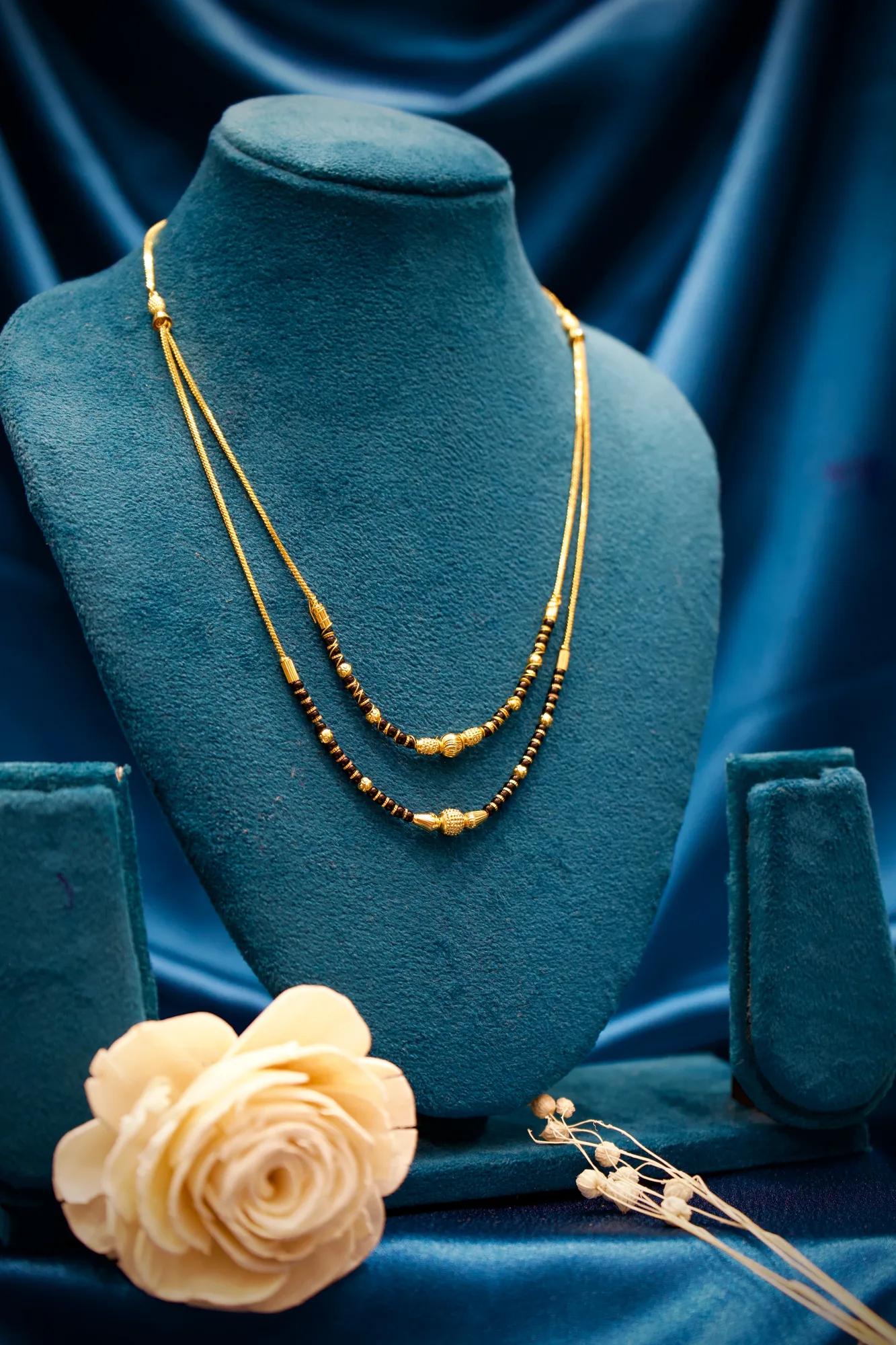 Dual Layer Traditional Gold Bead Mangalsutra — Image 2
