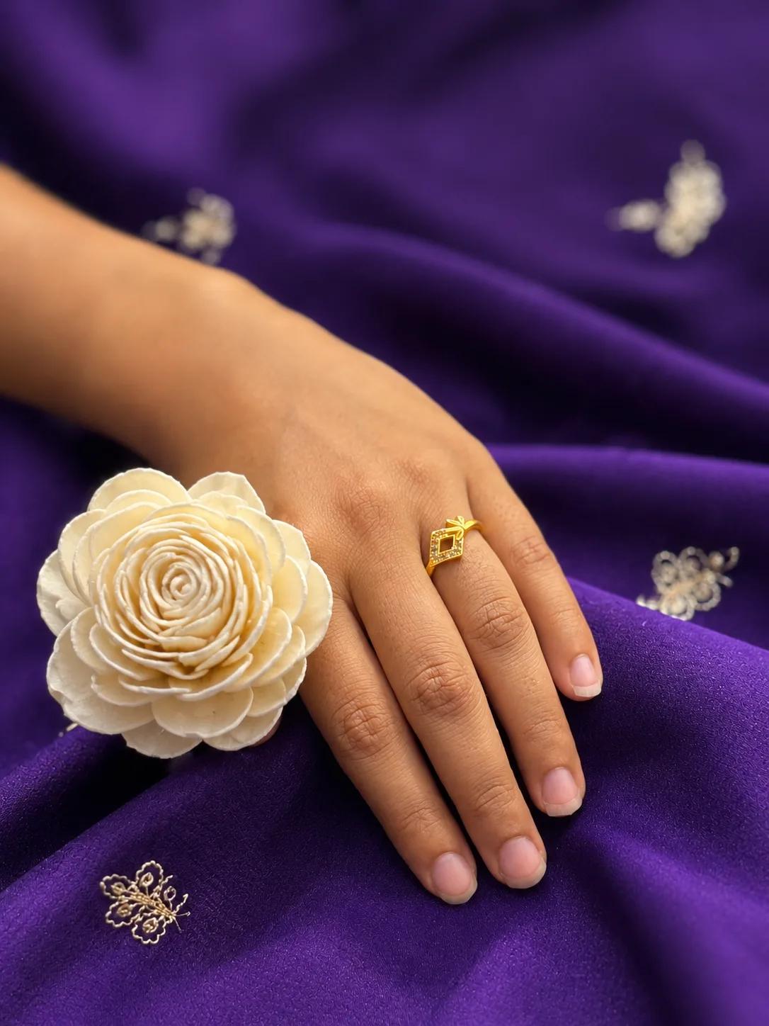 Diamond Frame Gold Ring — Image 2