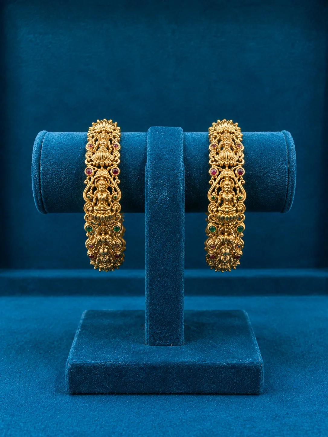 Lakshmi Temple Design Antique Gold Bangles