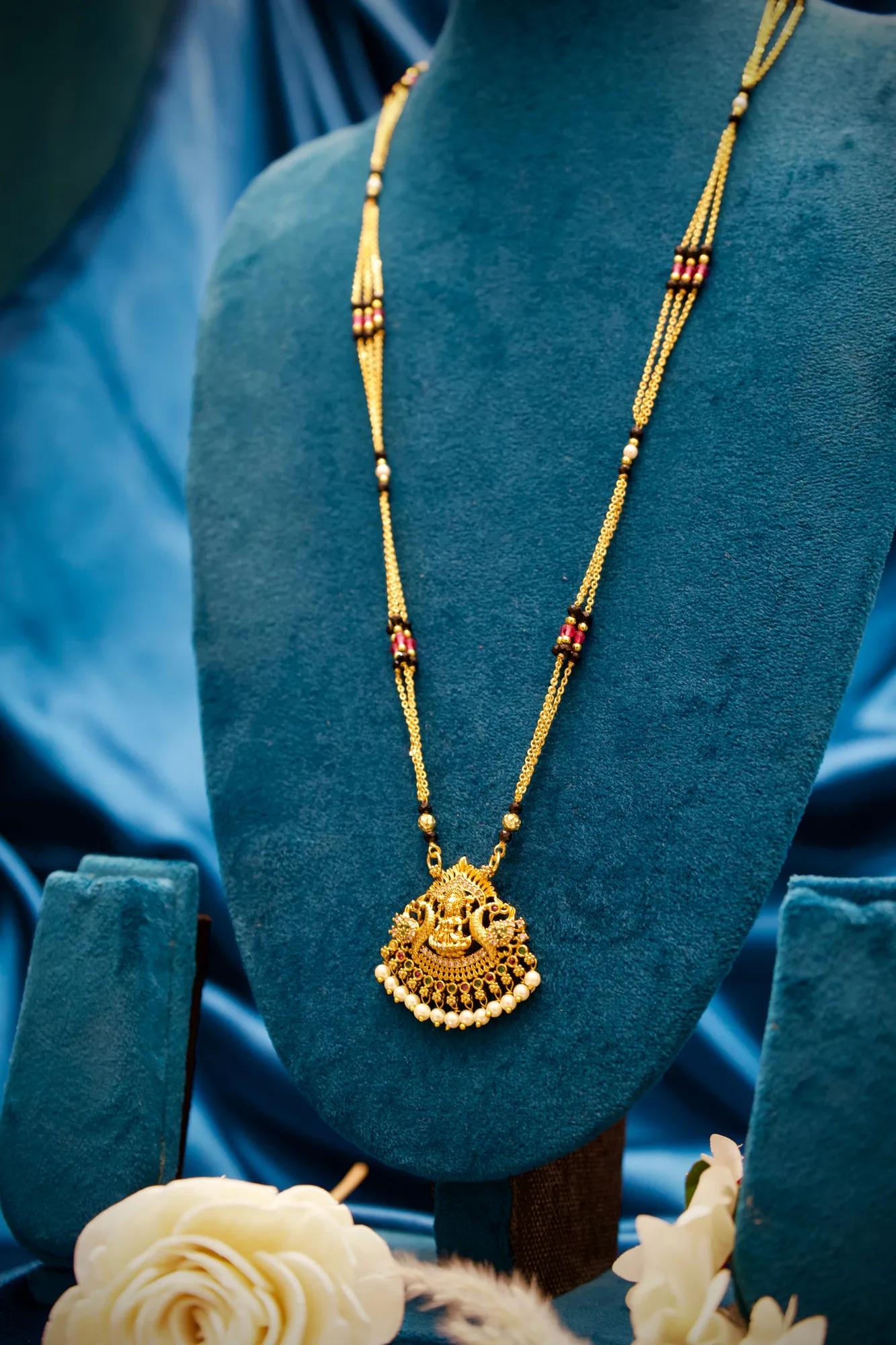 Lakshmi Peacock Temple Pearl Designer Mangalsutra