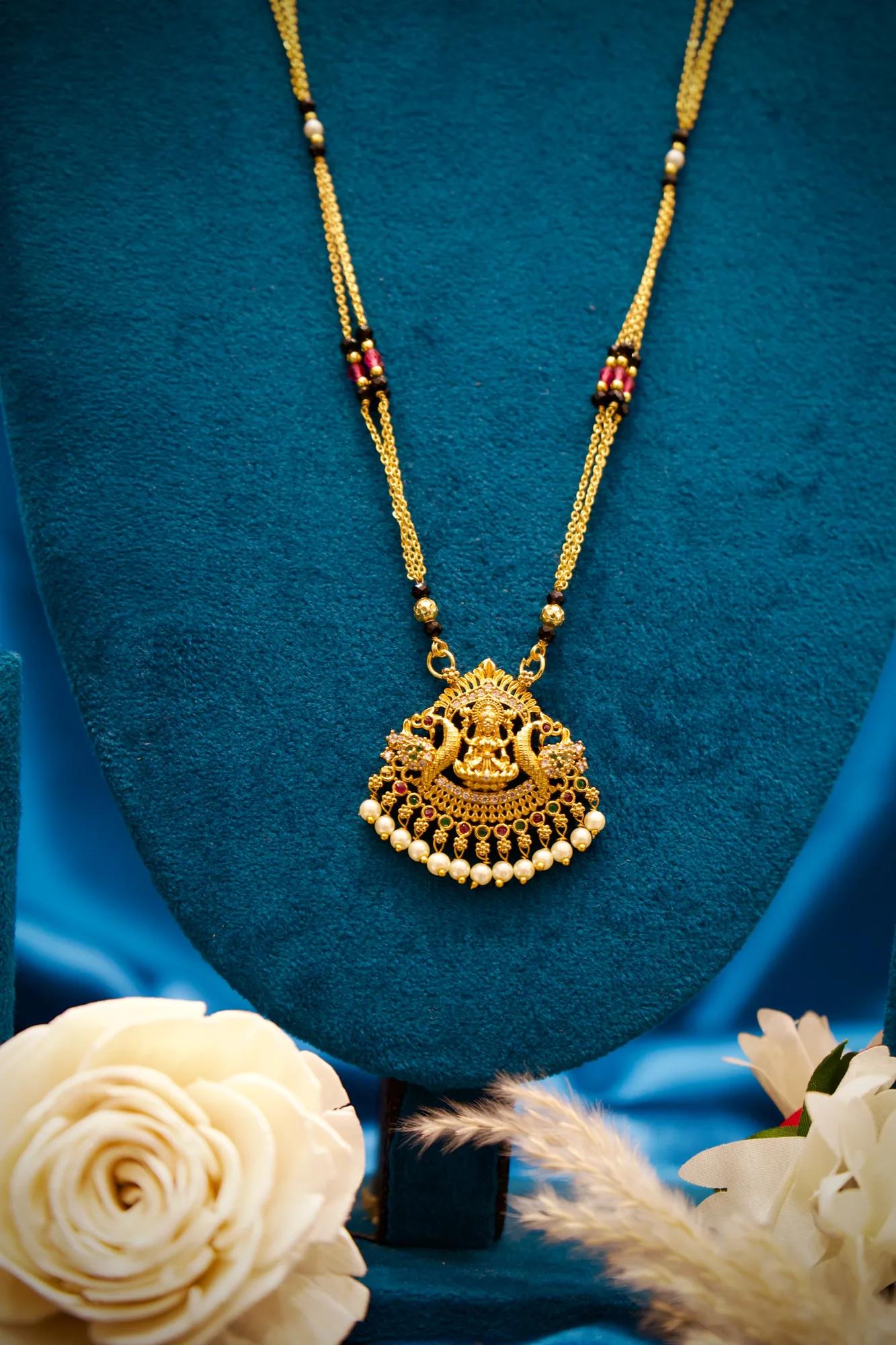Lakshmi Peacock Temple Pearl Designer Mangalsutra