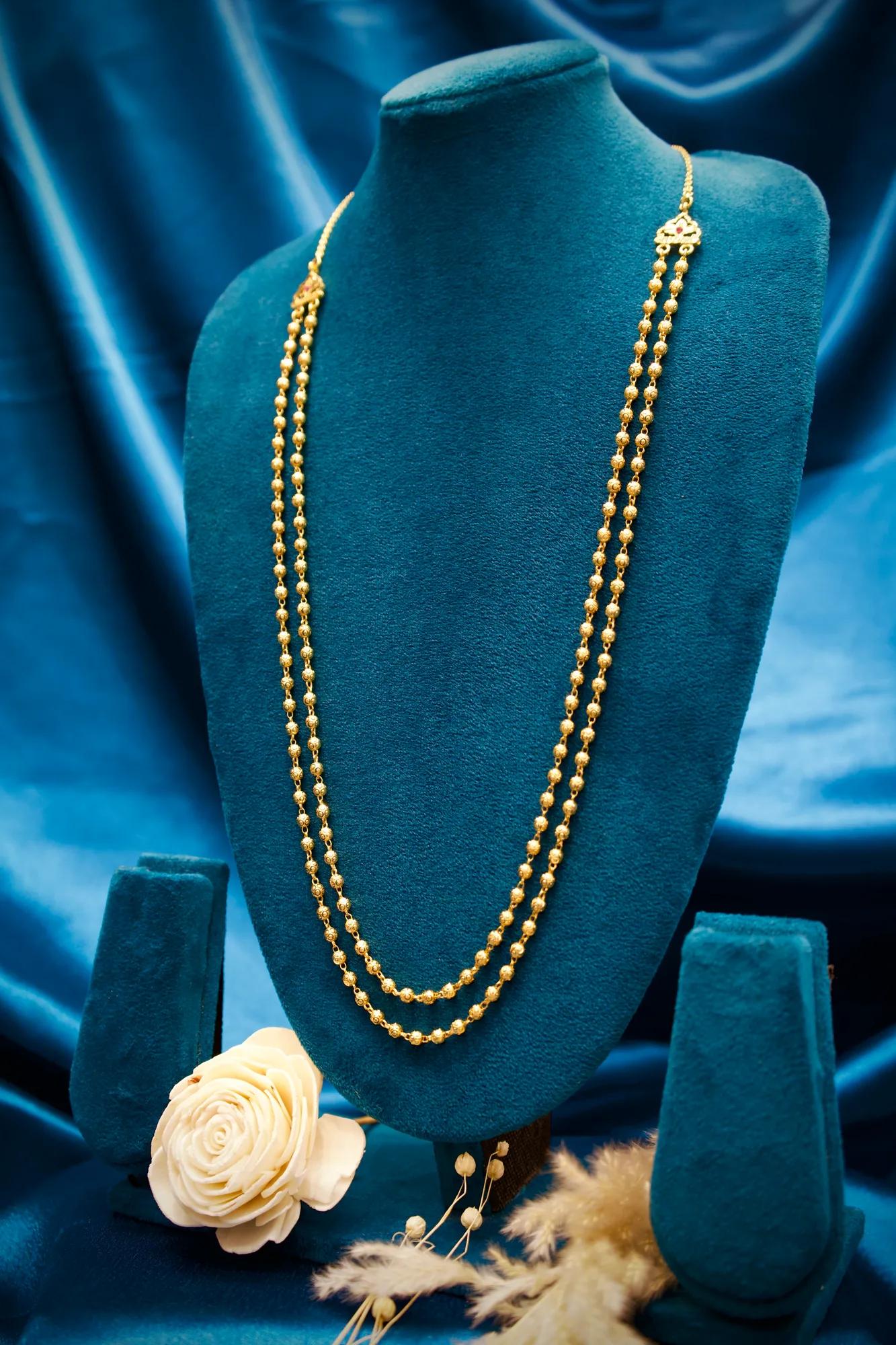 Elegant Dual-Layer Beaded Long Haram Necklace