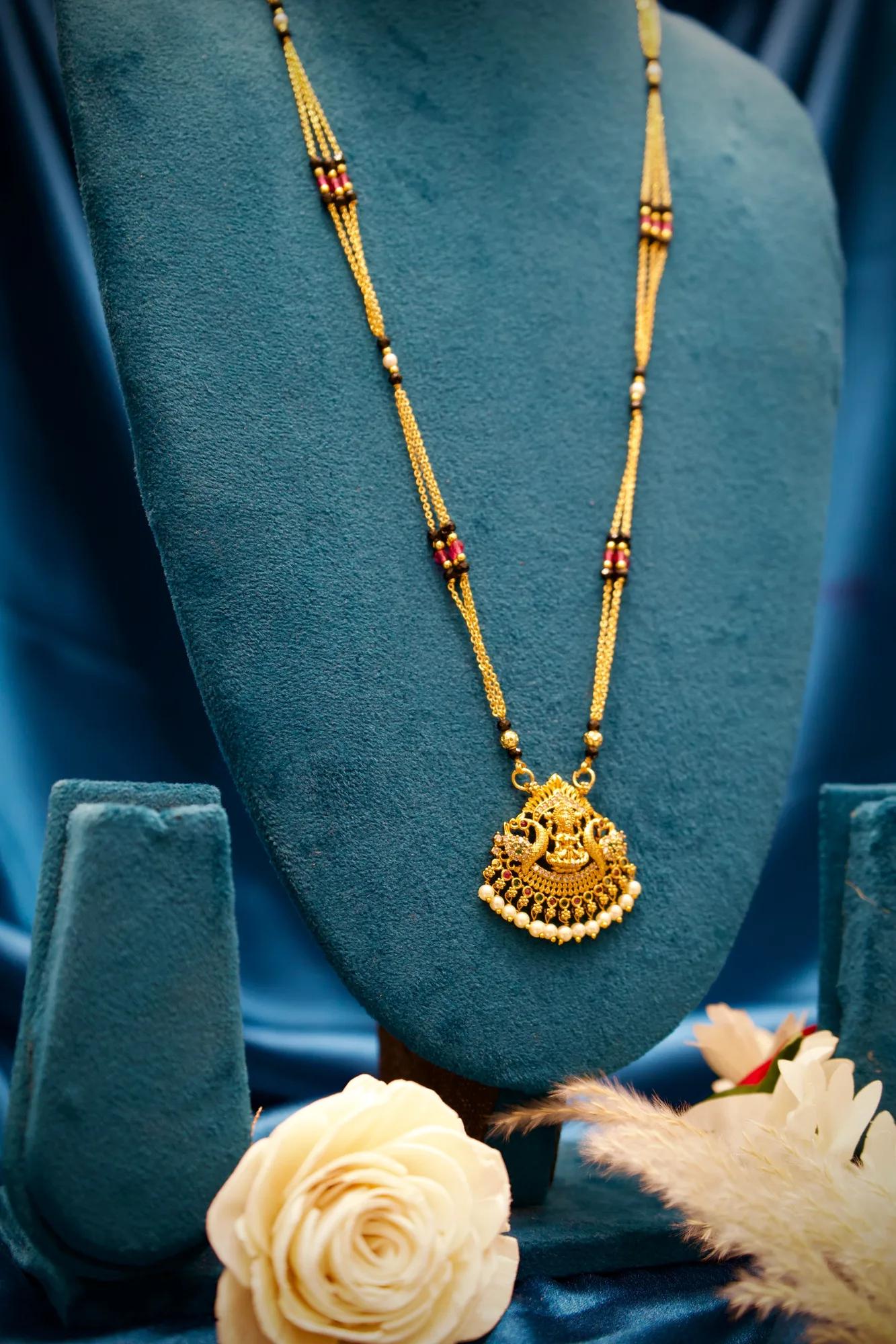 Lakshmi Peacock Temple Pearl Designer Mangalsutra