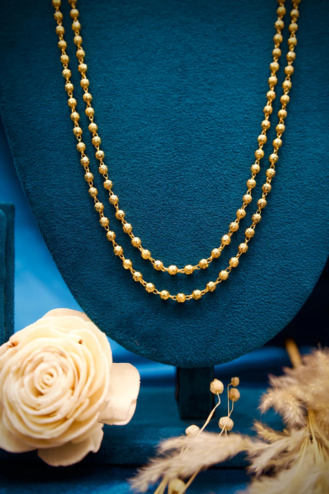 Elegant Dual-Layer Beaded Long Haram Necklace