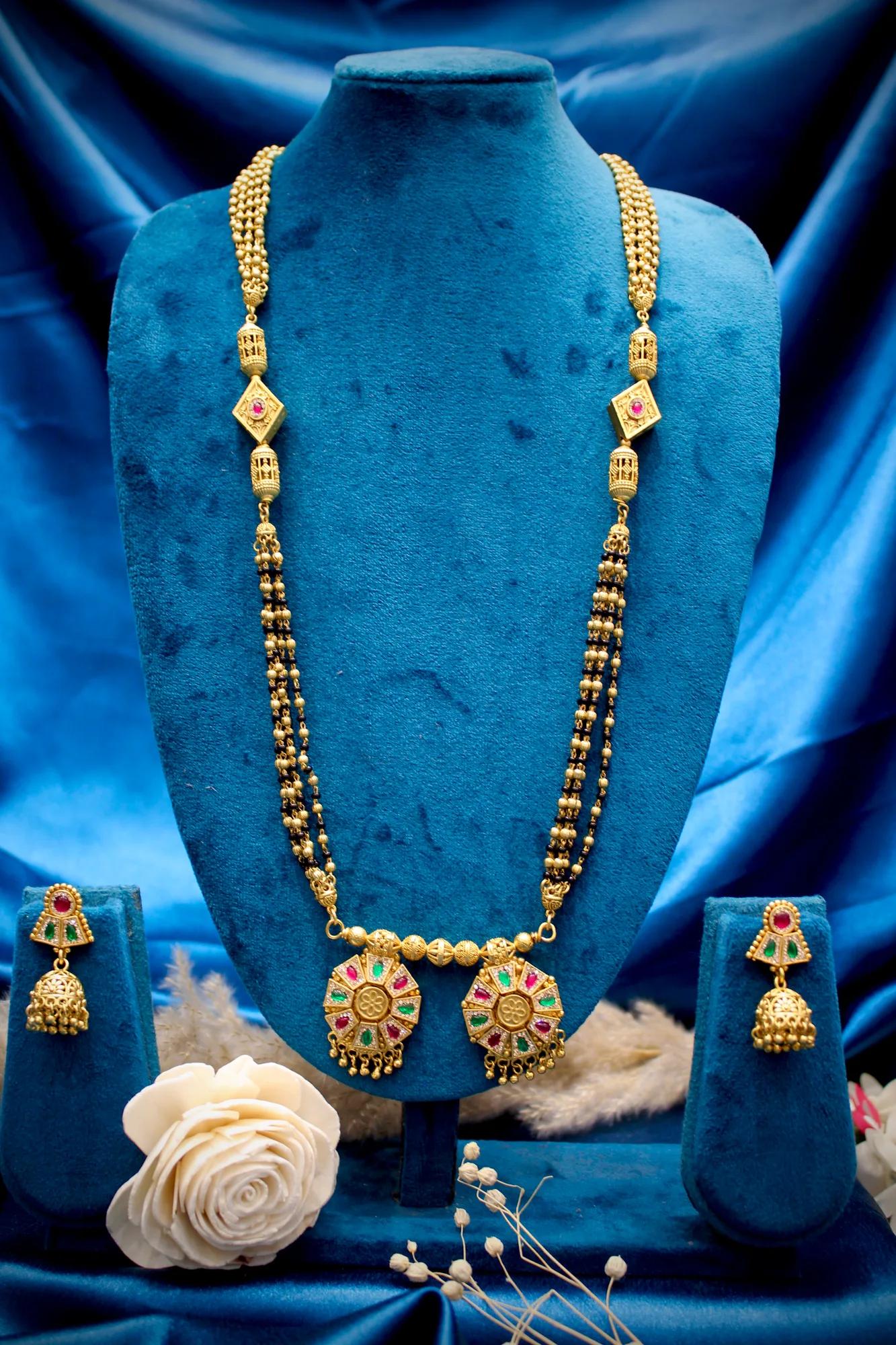 Royal Multicolor Temple Design Mangalsutra Set