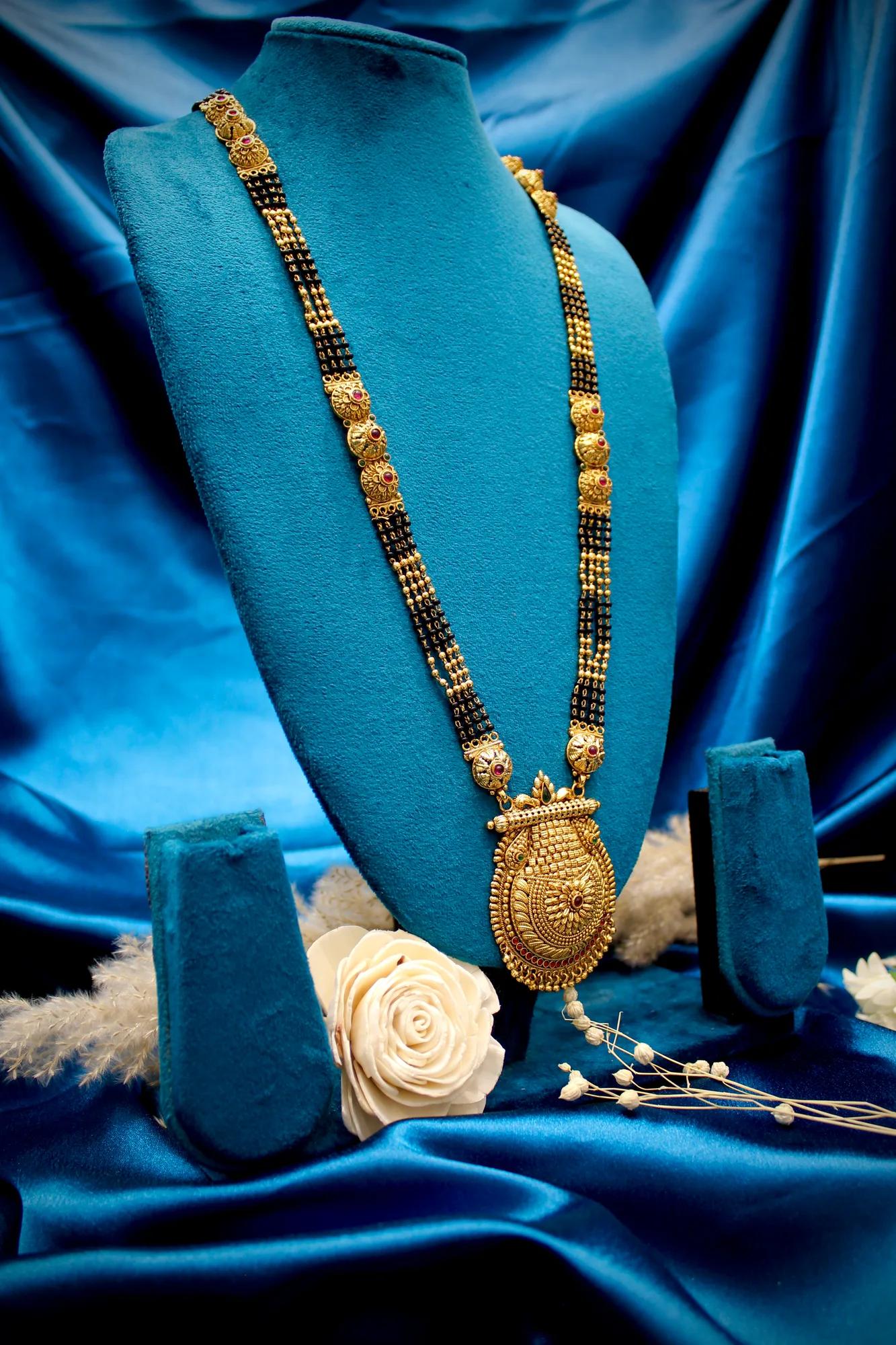 Royal Antique Temple Long Mangalsutra with Grand Circular Pendant
