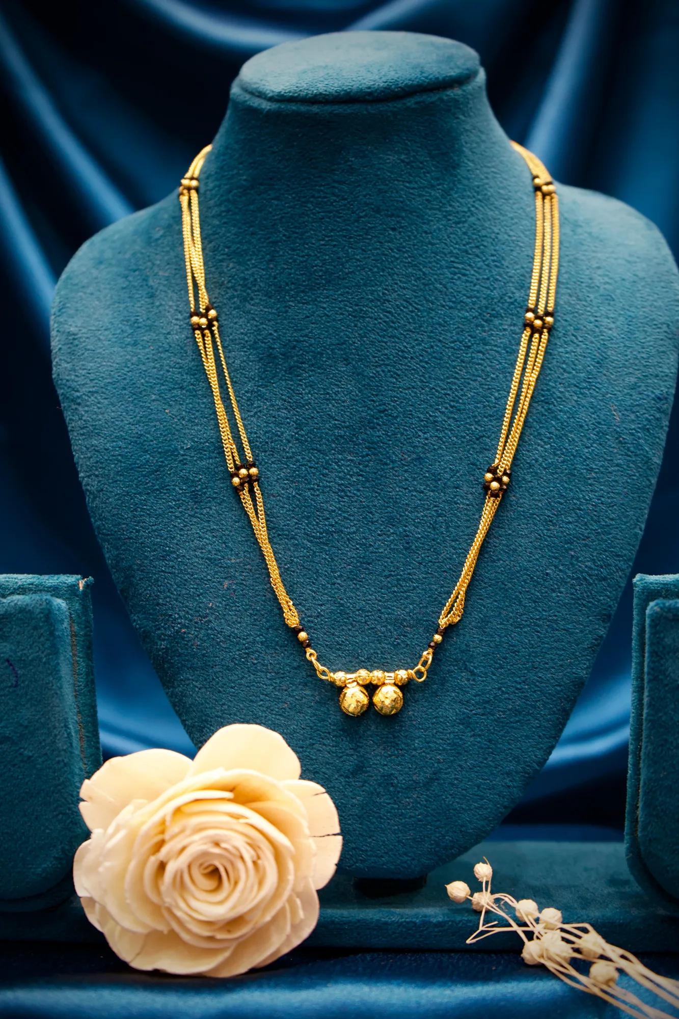 Classic Double Strand Gold Bead Mangalsutra