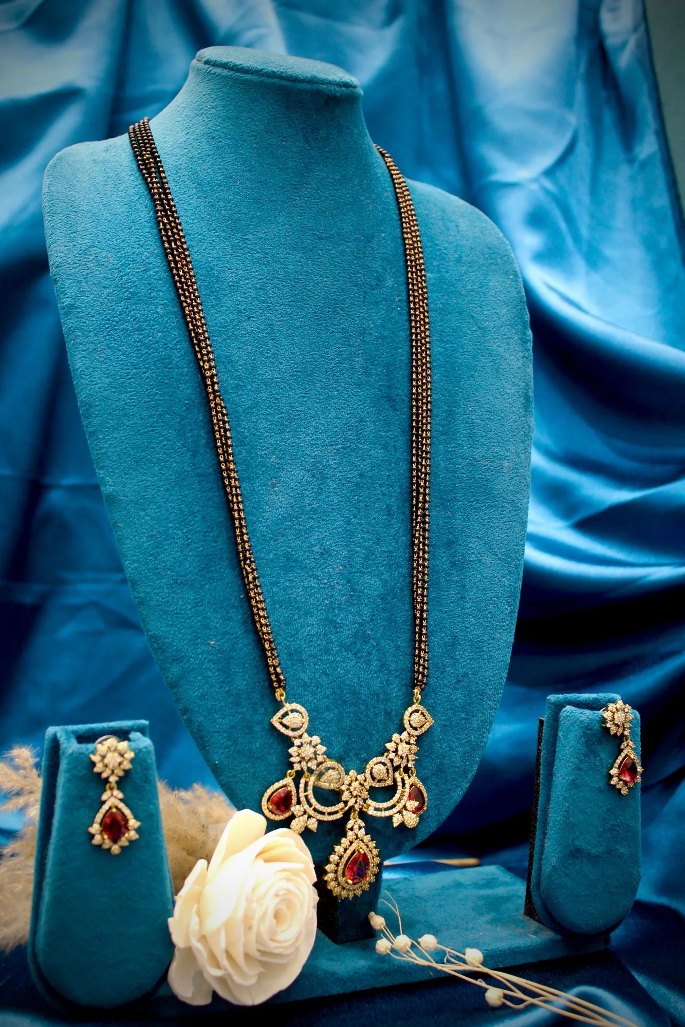 Victorian Ruby Teardrop Mangalsutra Set