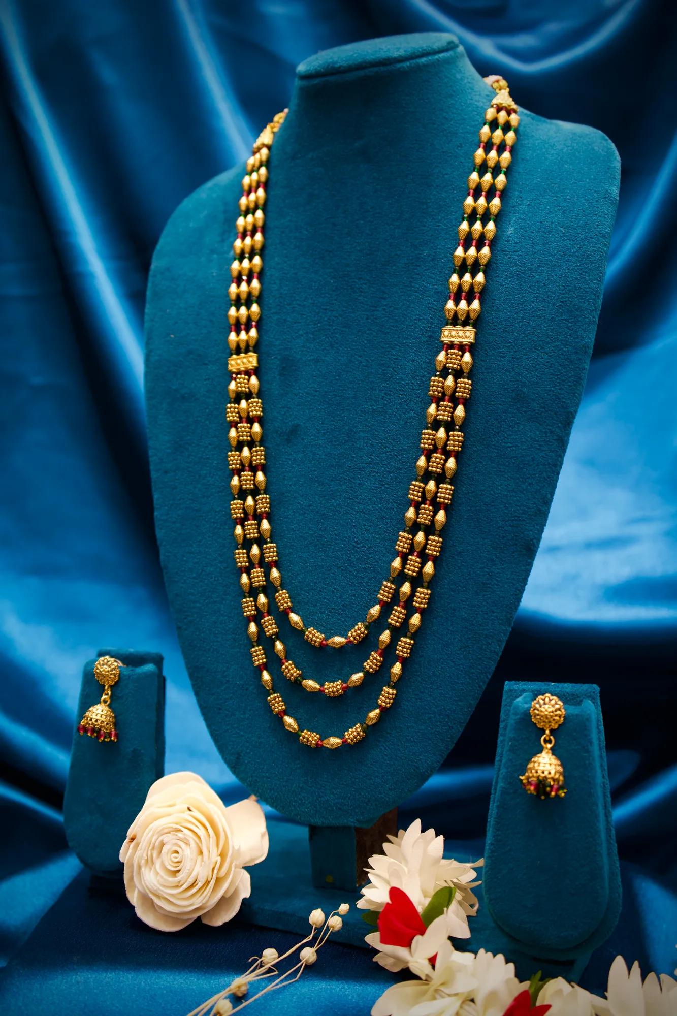 Traditional Three-Layer Mangalsutra Necklace Set