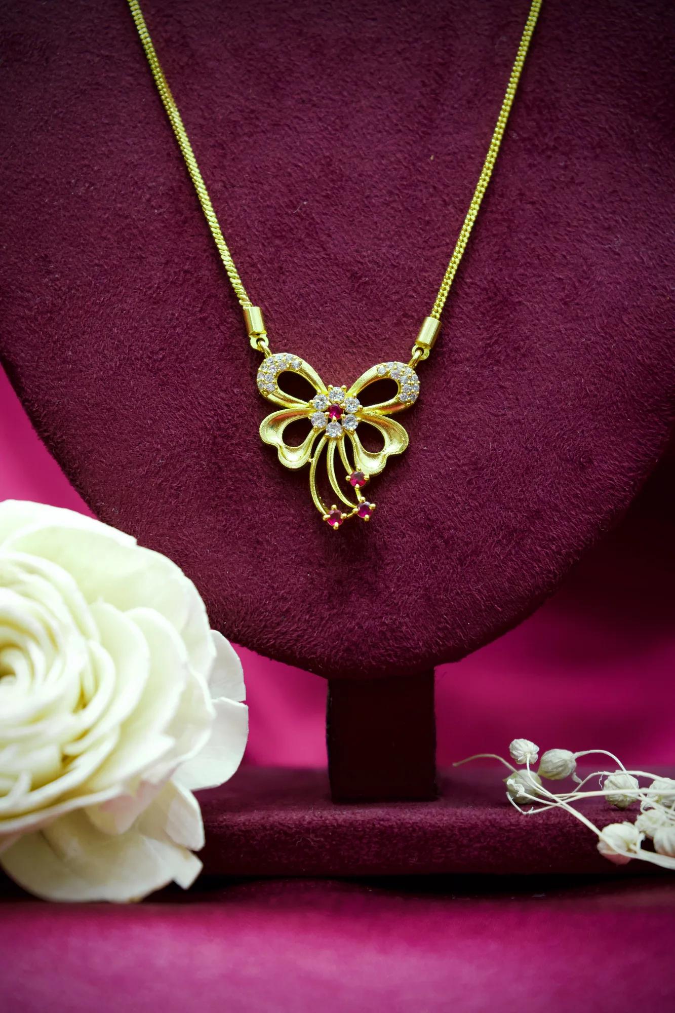 Crystal Butterfly Charm Pendant Necklace