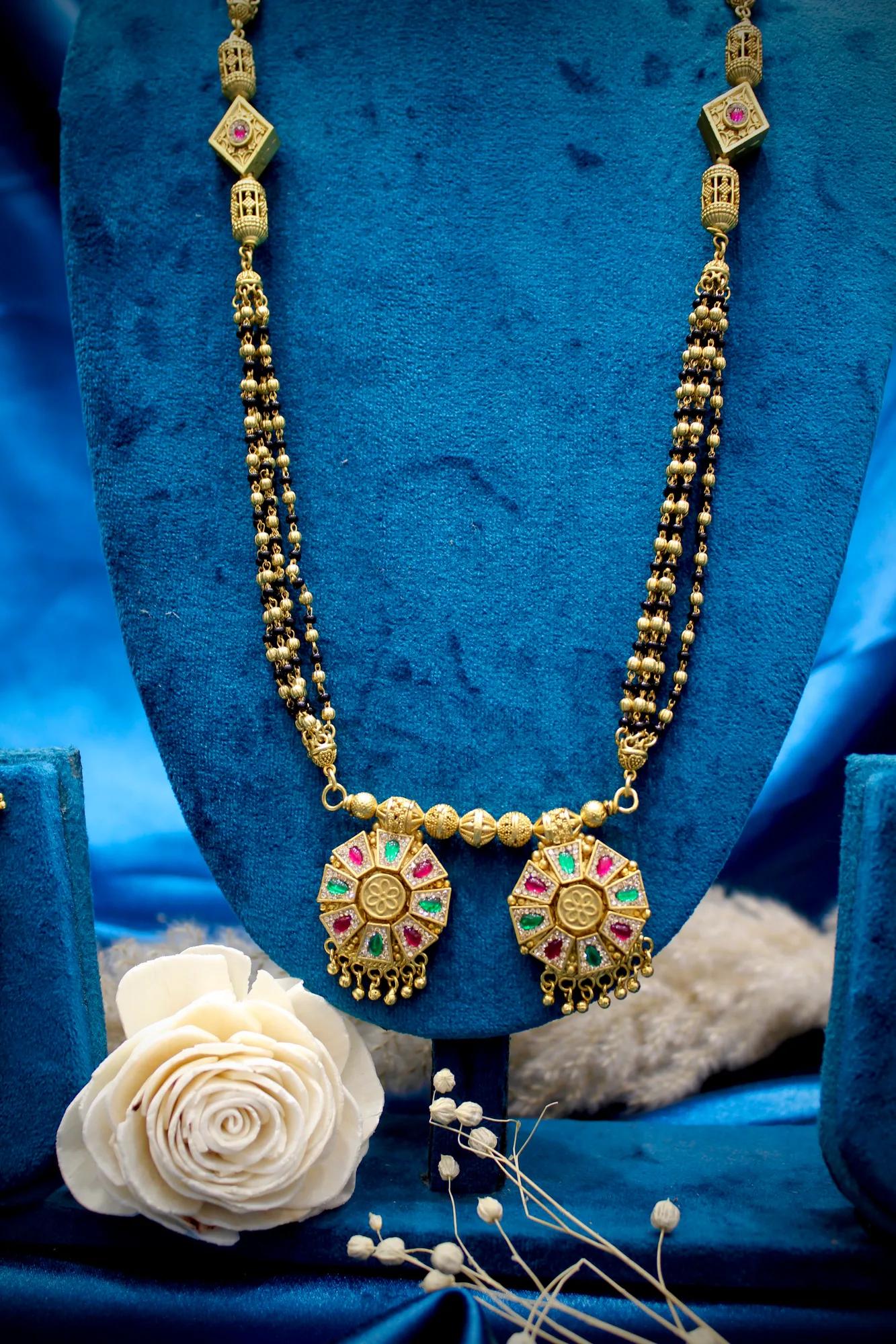 Royal Multicolor Temple Design Mangalsutra Set