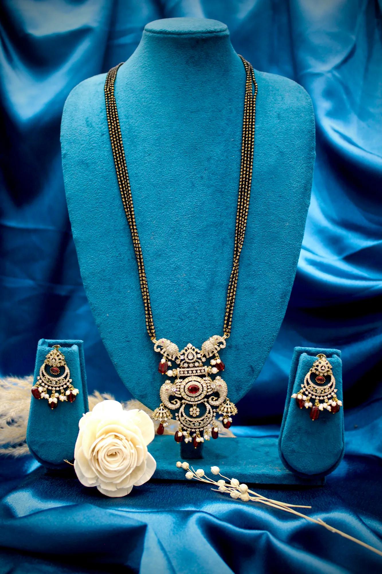 Victorian Ruby Peacock Mangalsutra Set