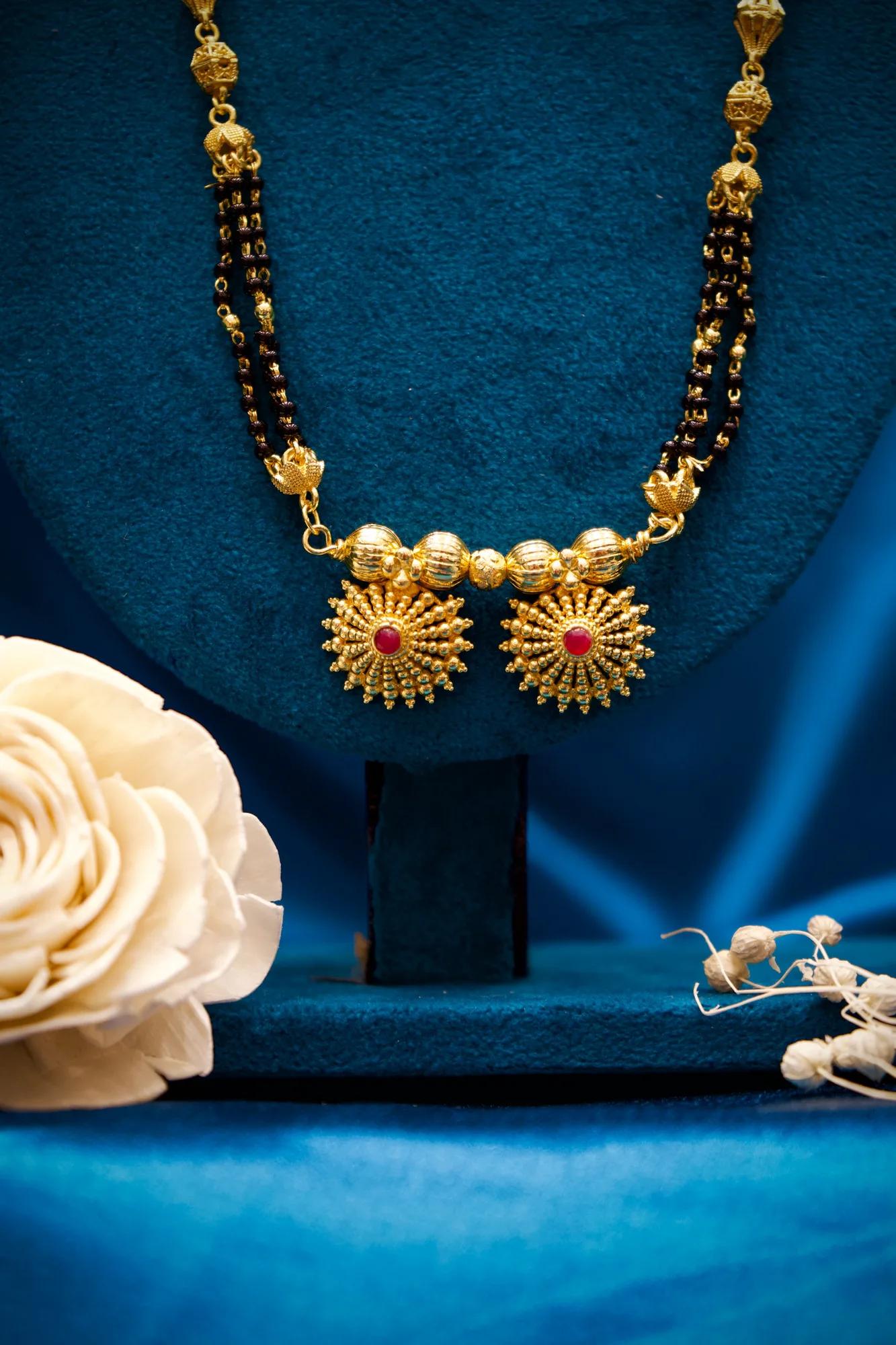 Traditional Floral Twin Pendant Long Mangalsutra