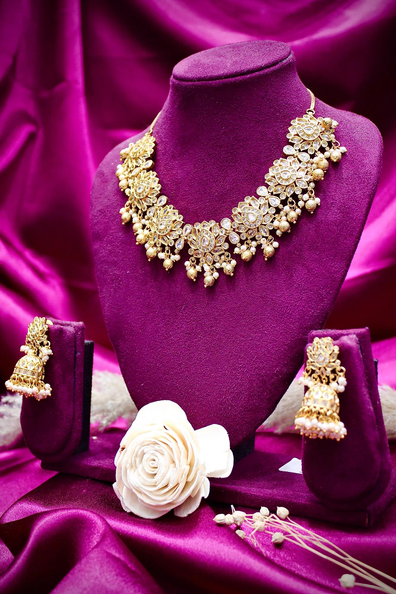 Luxury Floral CZ Necklace Set