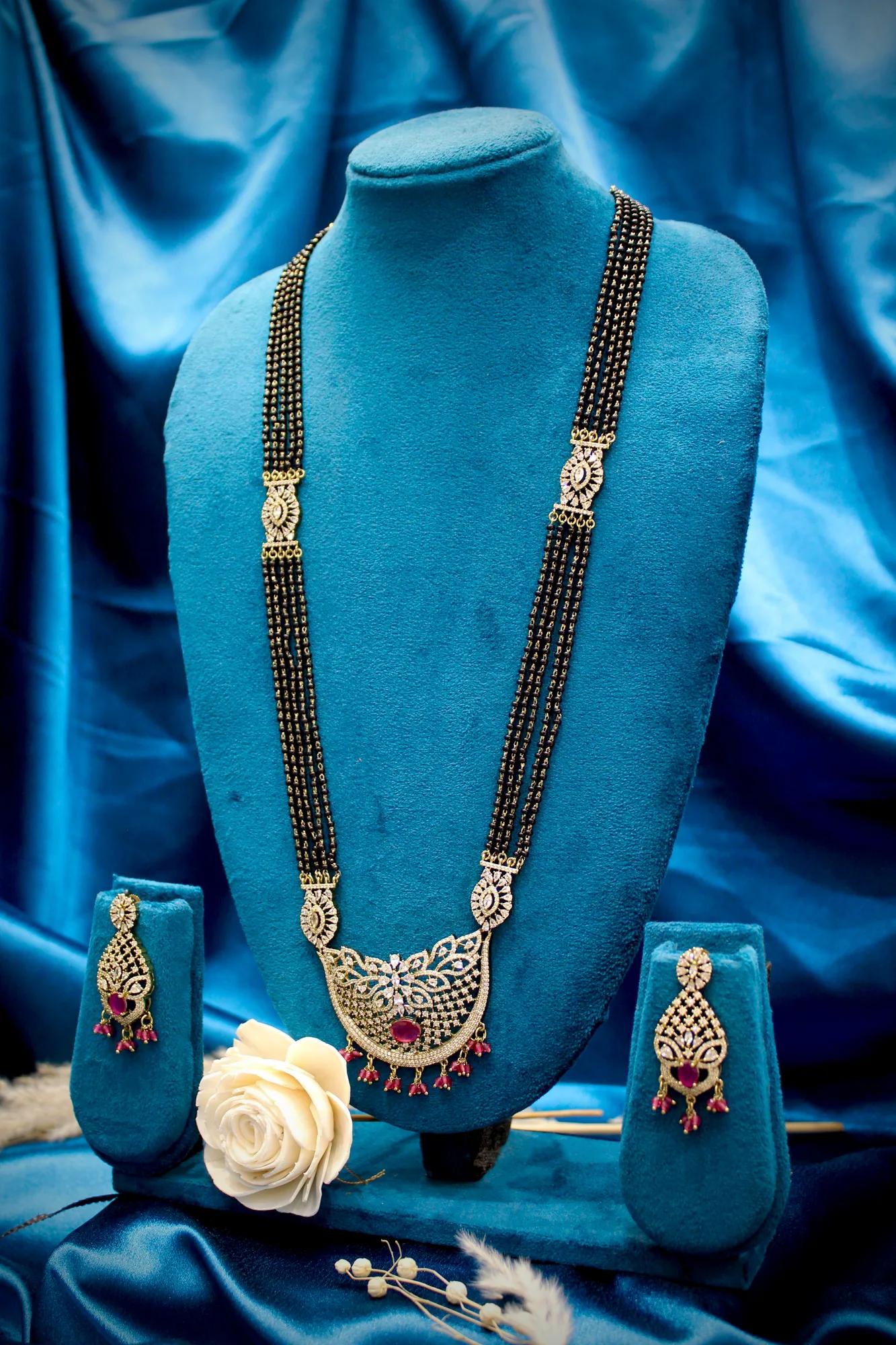 Ruby Victorian Mangalsutra Necklace Set