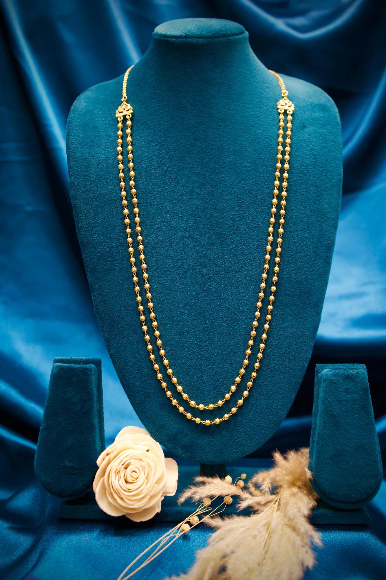 Elegant Dual-Layer Beaded Long Haram Necklace