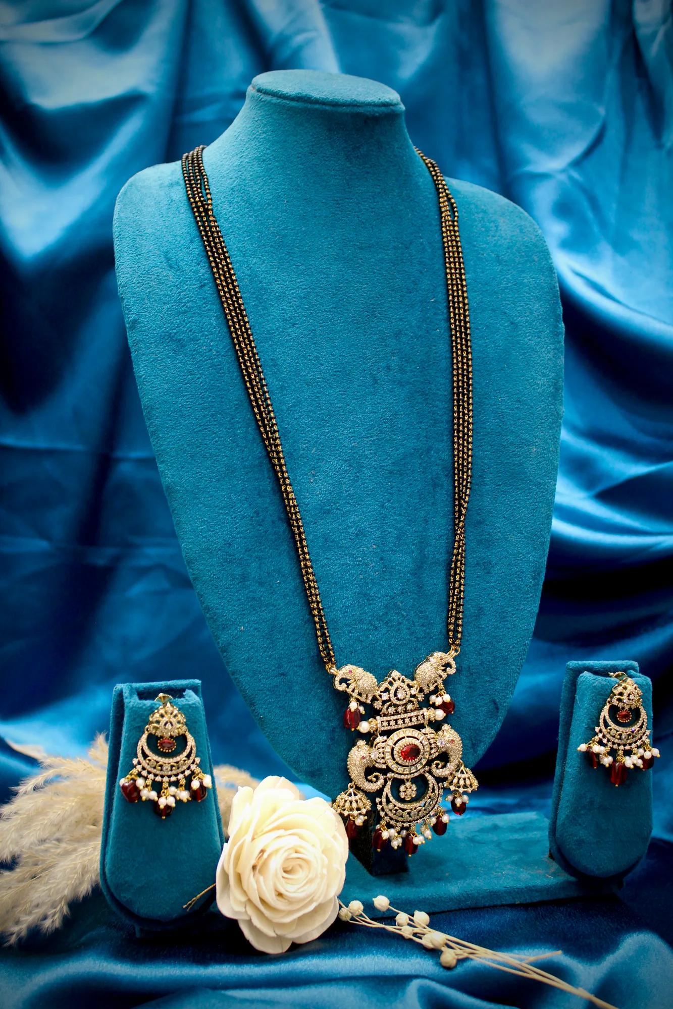 Victorian Ruby Peacock Mangalsutra Set