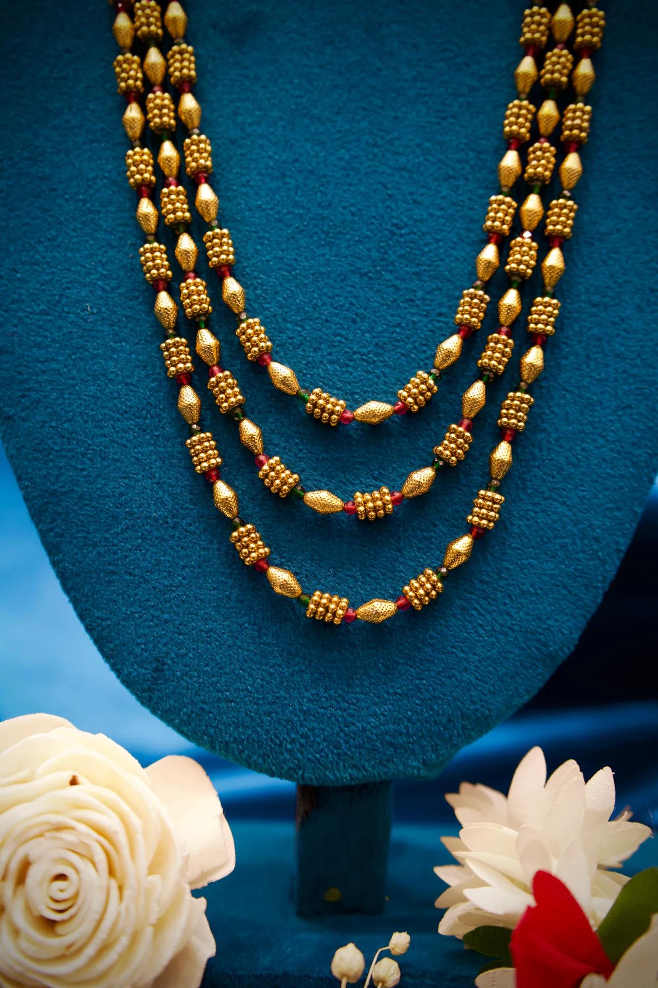 Traditional Three-Layer Mangalsutra Necklace Set