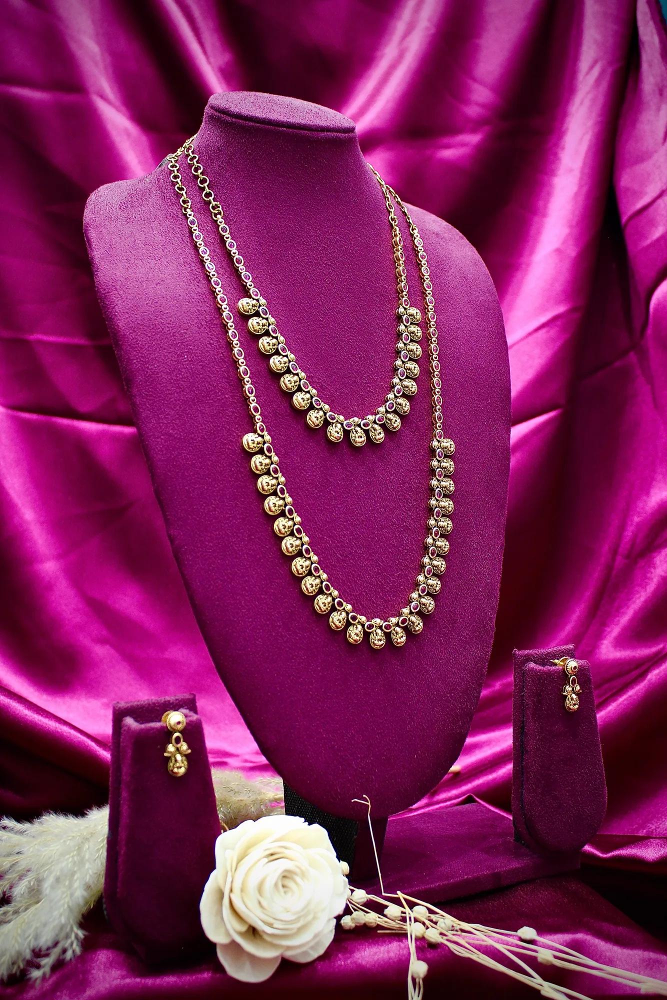 Dual Layer CZ Teardrop Necklace Set