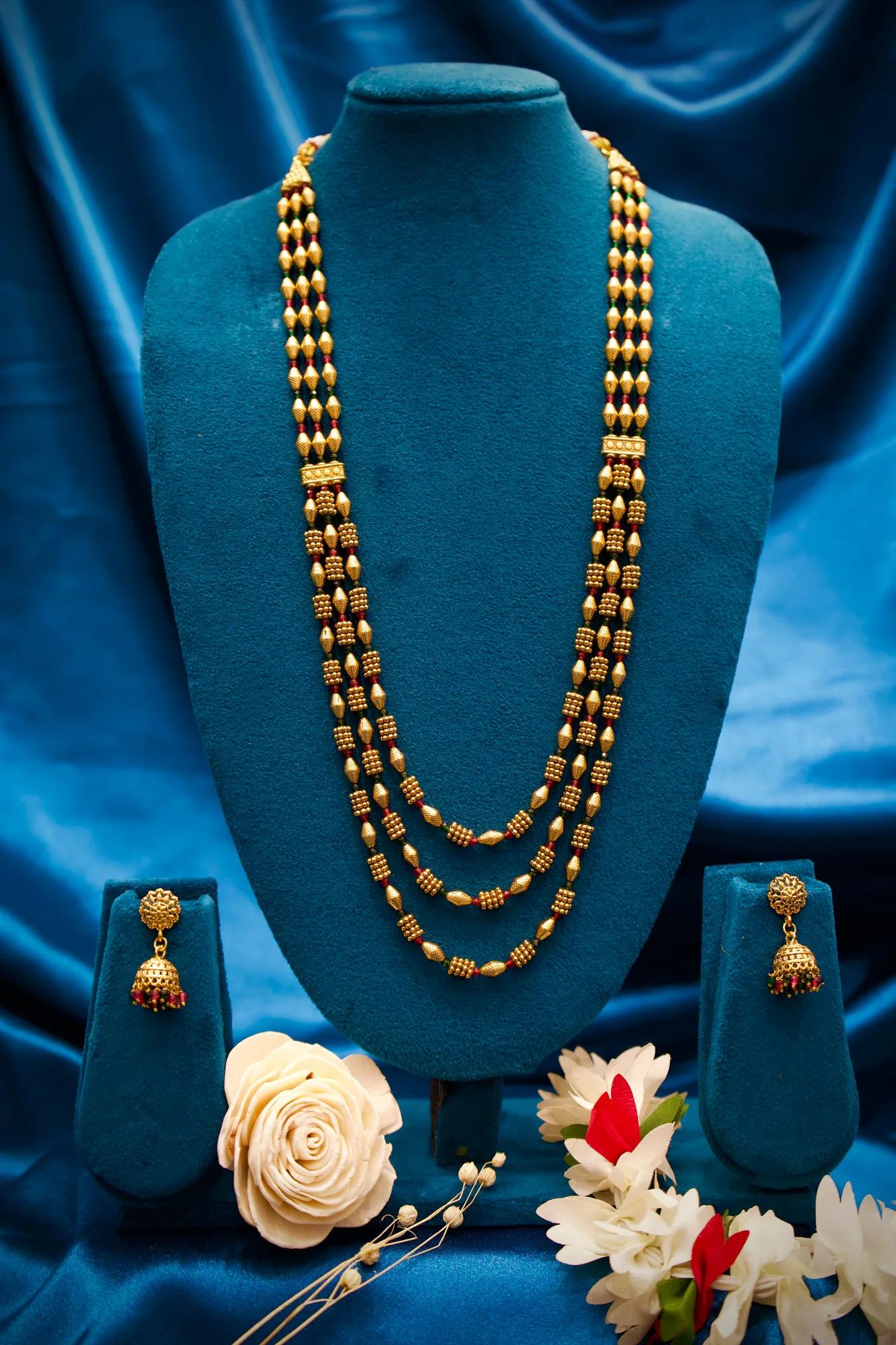 Traditional Three-Layer Mangalsutra Necklace Set