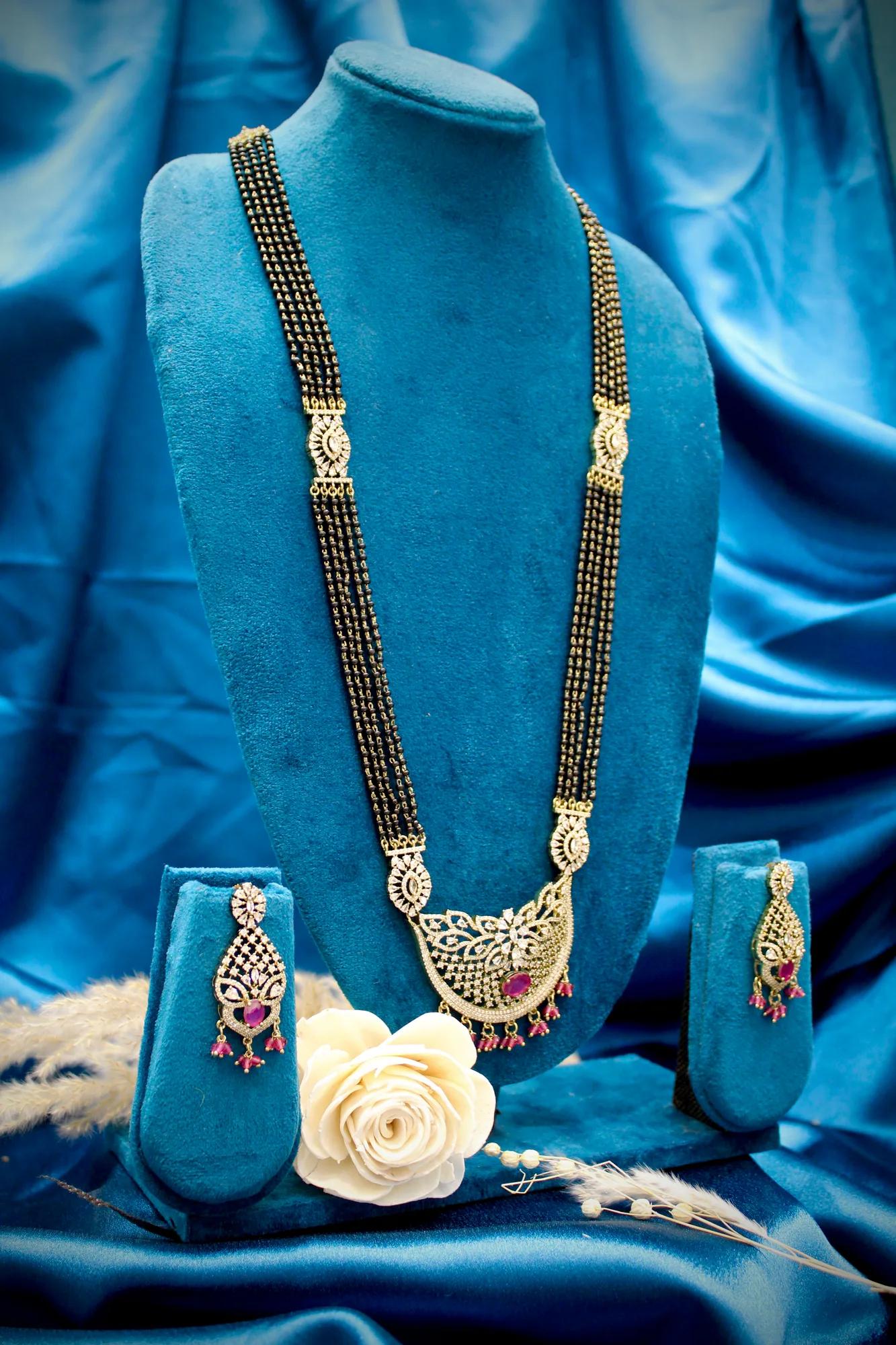 Ruby Victorian Mangalsutra Necklace Set
