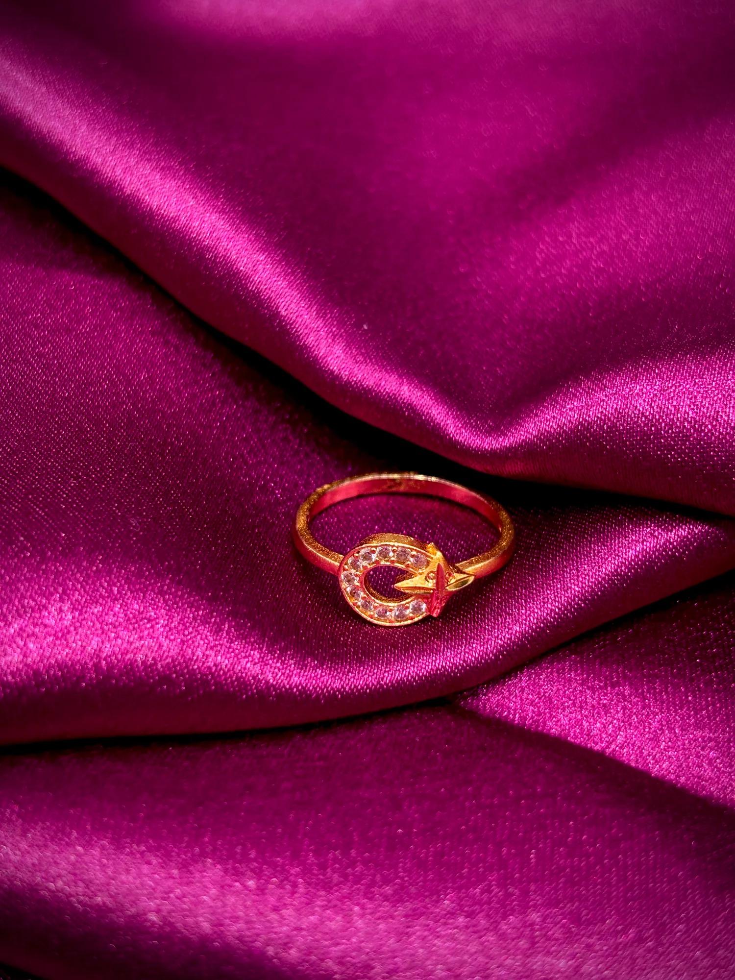 Minimalist Horseshoe CZ Gold-Tone Ring