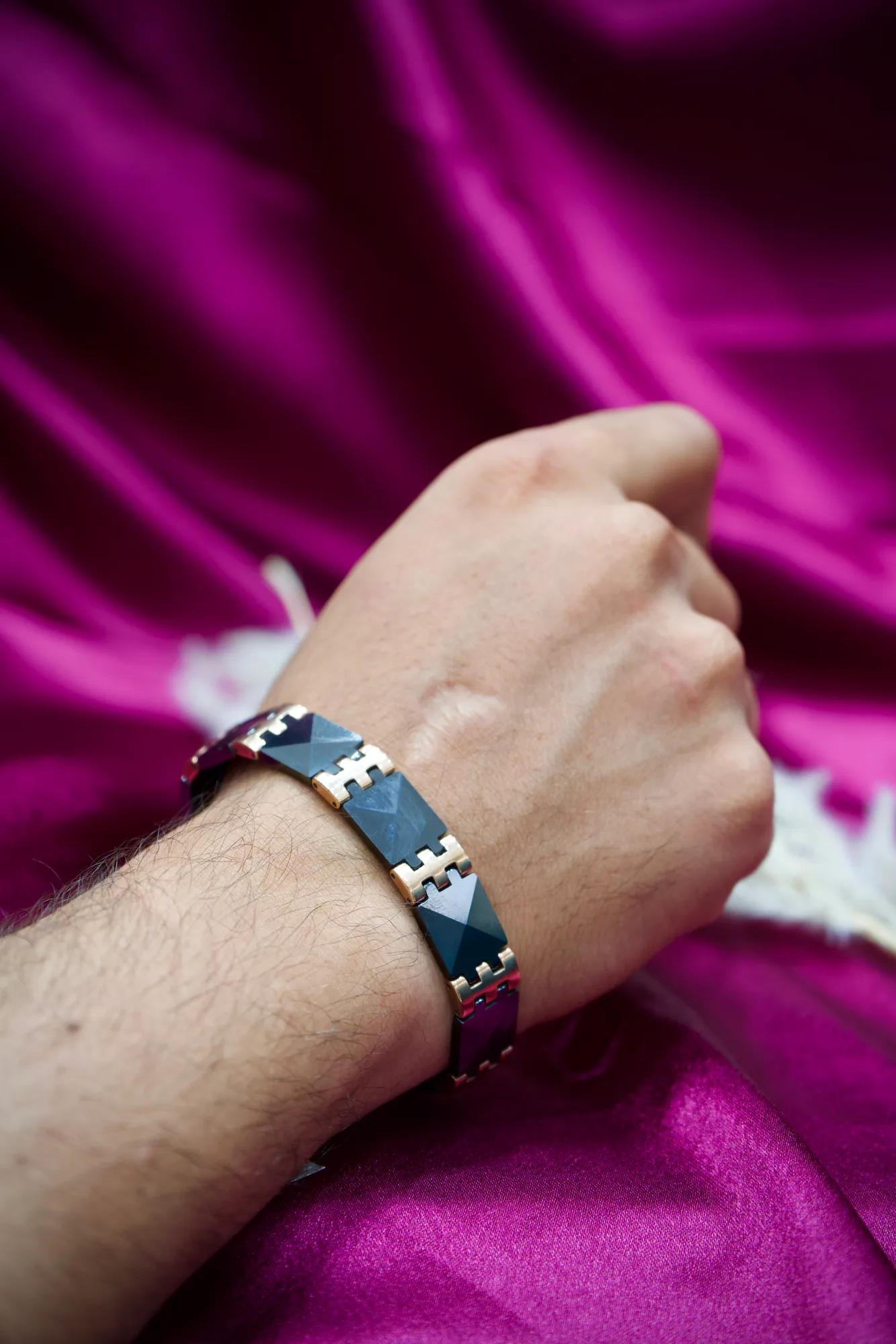 Premium Black Ceramic Geometric Link Bracelet