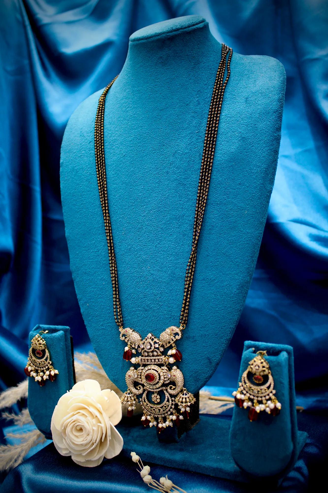 Victorian Ruby Peacock Mangalsutra Set