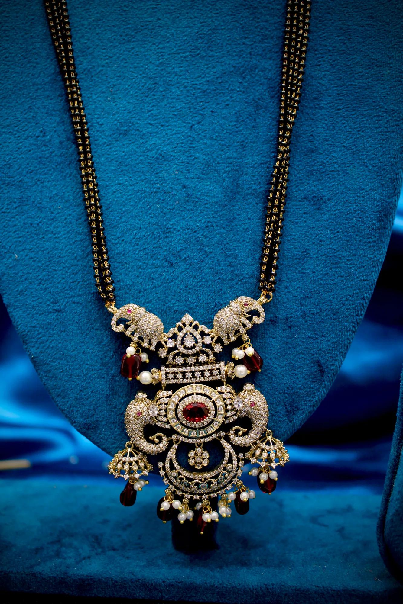 Victorian Ruby Peacock Mangalsutra Set