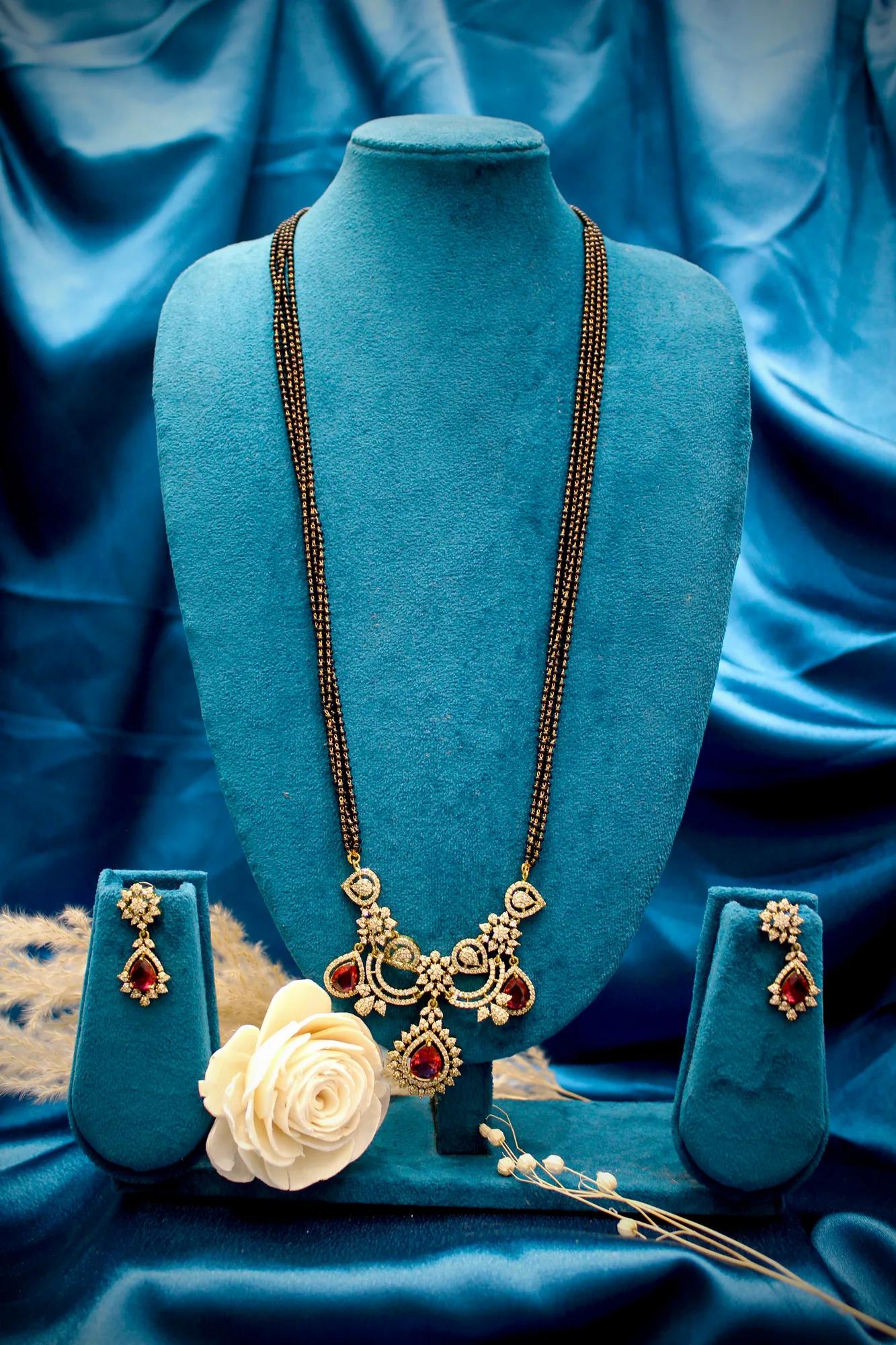 Victorian Ruby Teardrop Mangalsutra Set