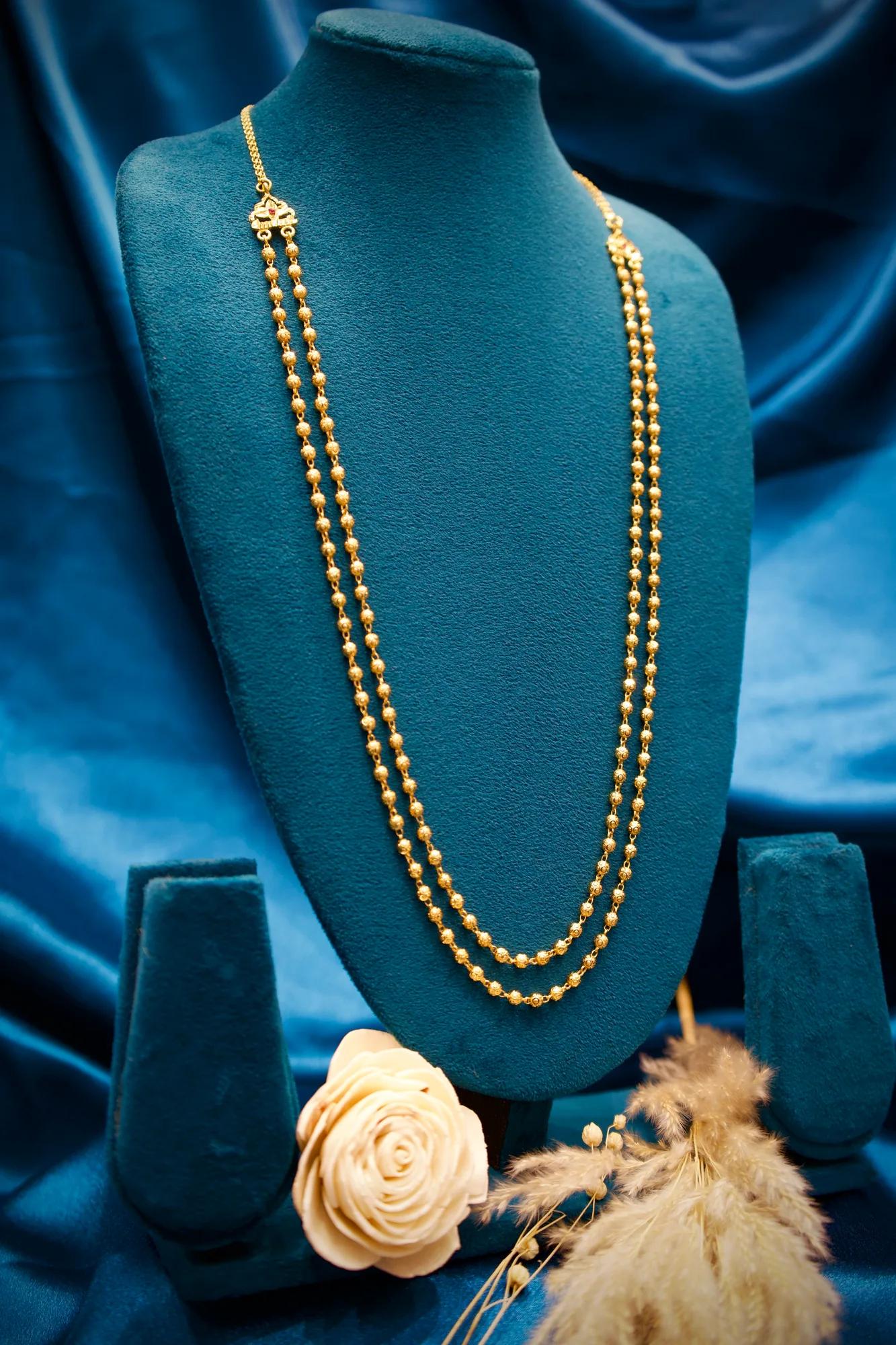 Elegant Dual-Layer Beaded Long Haram Necklace