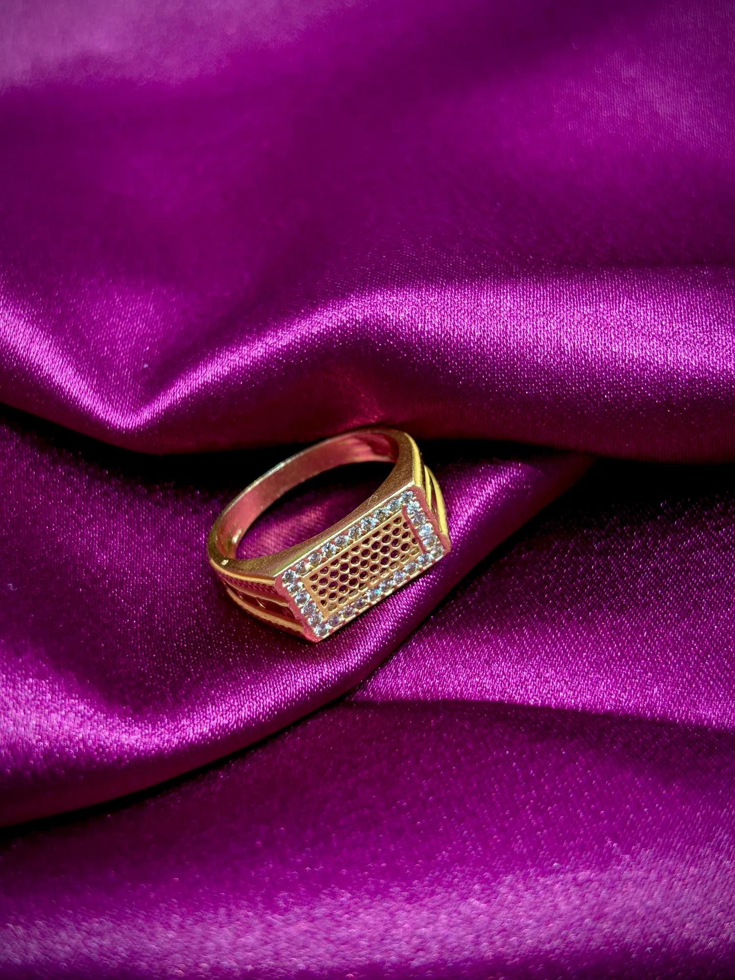 Rectangular CZ Border Designer Ring