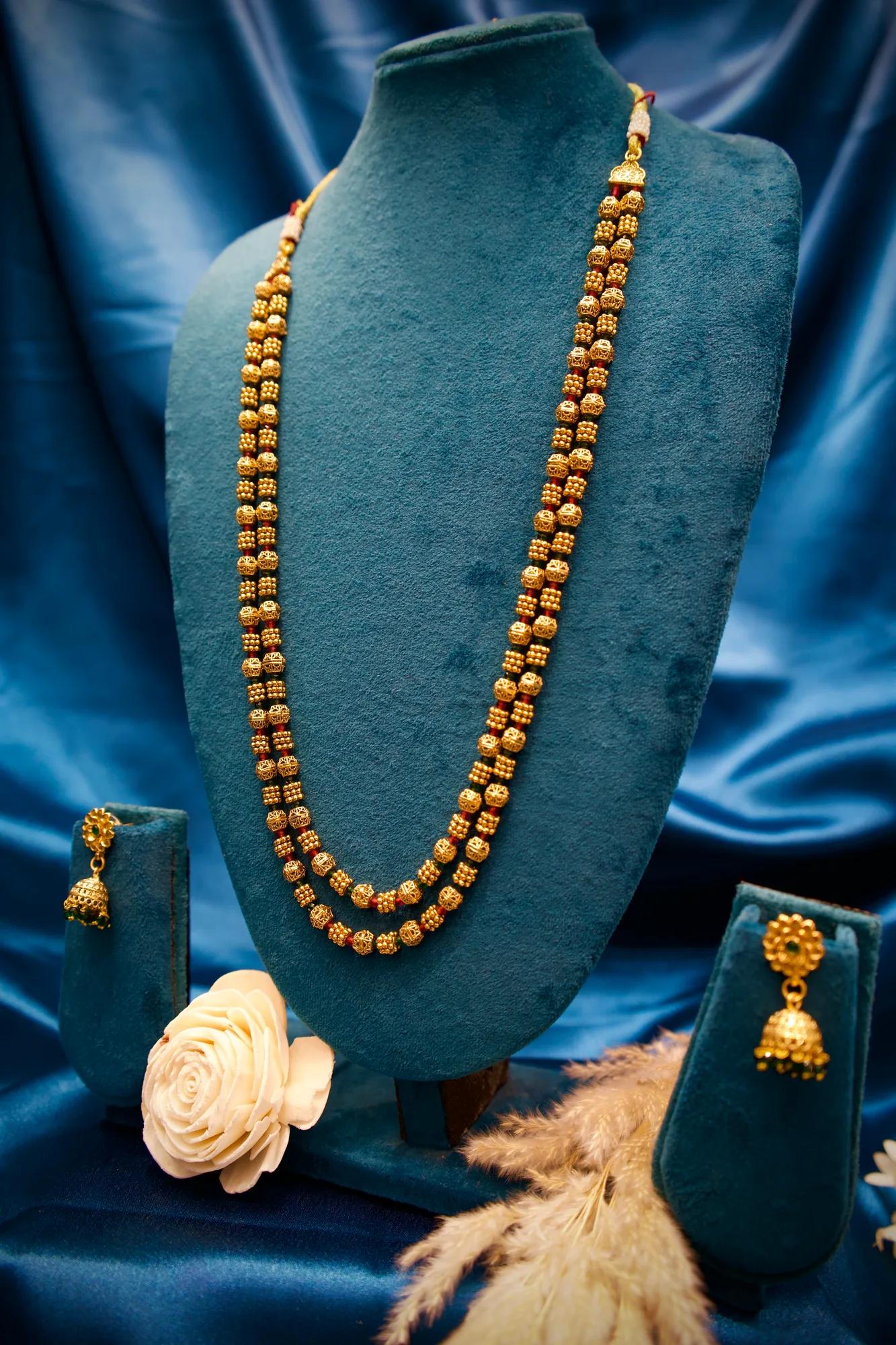Traditional Double-Layer Antique Gold Bead Haram Set