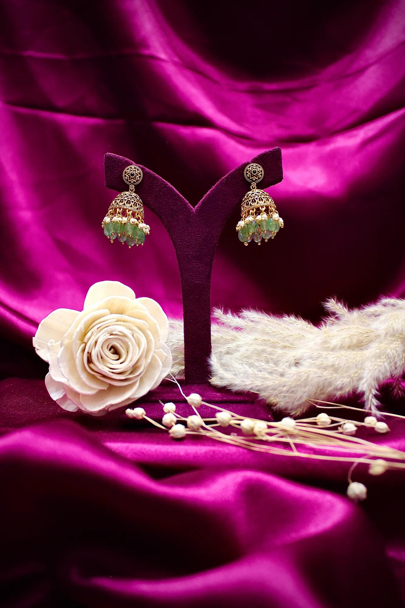 Dual Layer Antique Emerald Pendant Haram Set