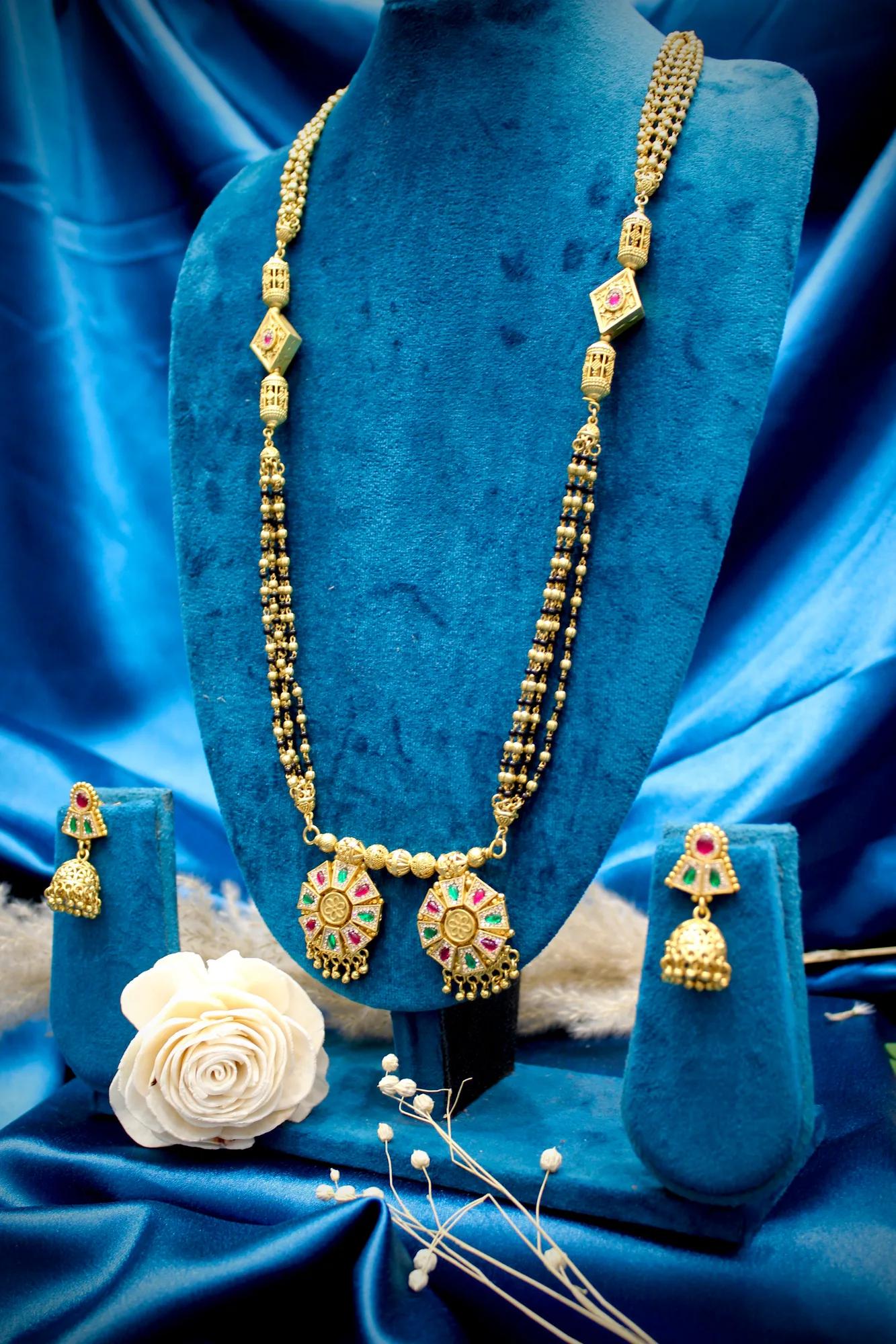 Royal Multicolor Temple Design Mangalsutra Set