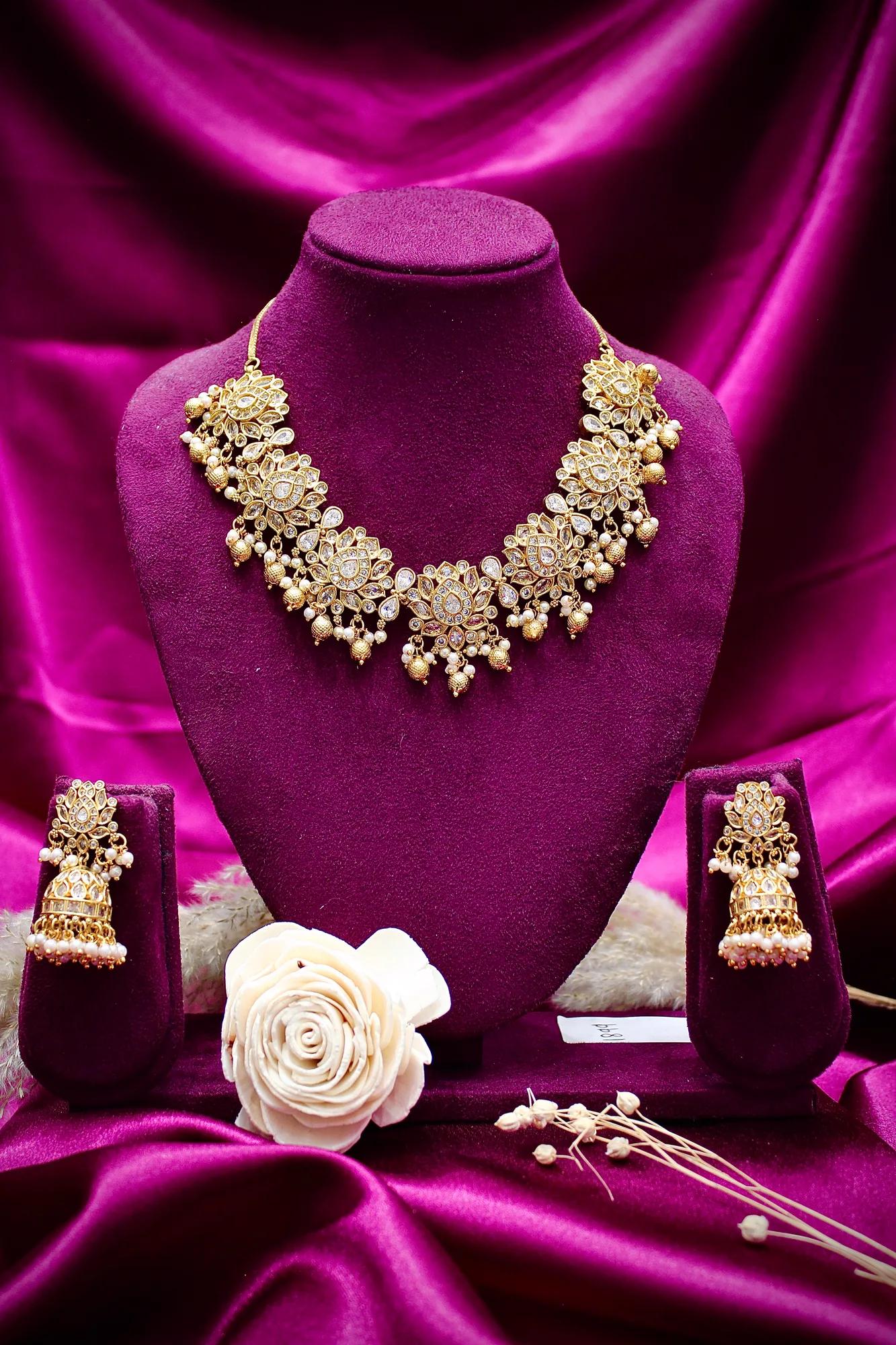 Luxury Floral CZ Necklace Set
