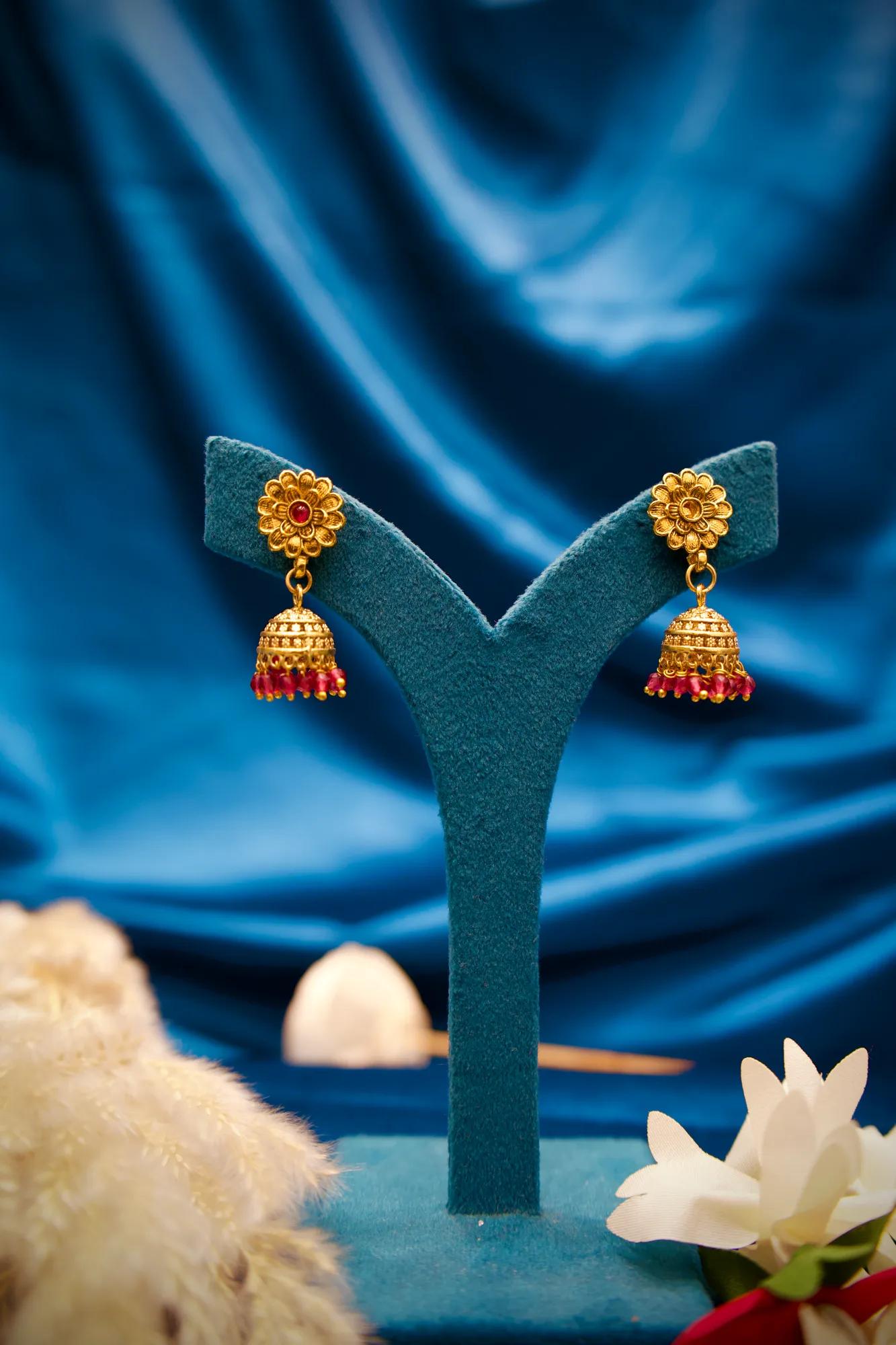 Traditional Gold Beaded Layered Necklace Set