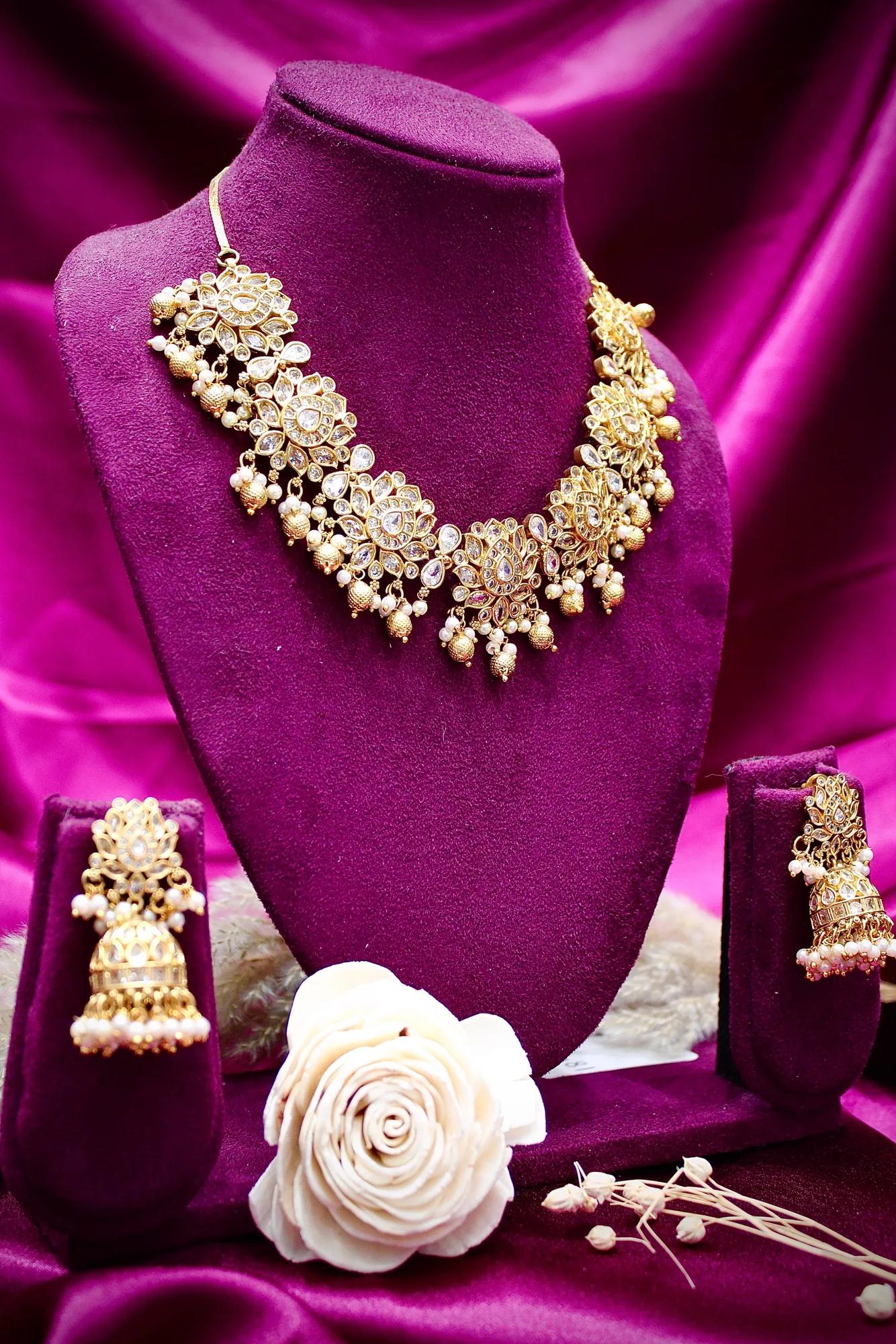Luxury Floral CZ Necklace Set